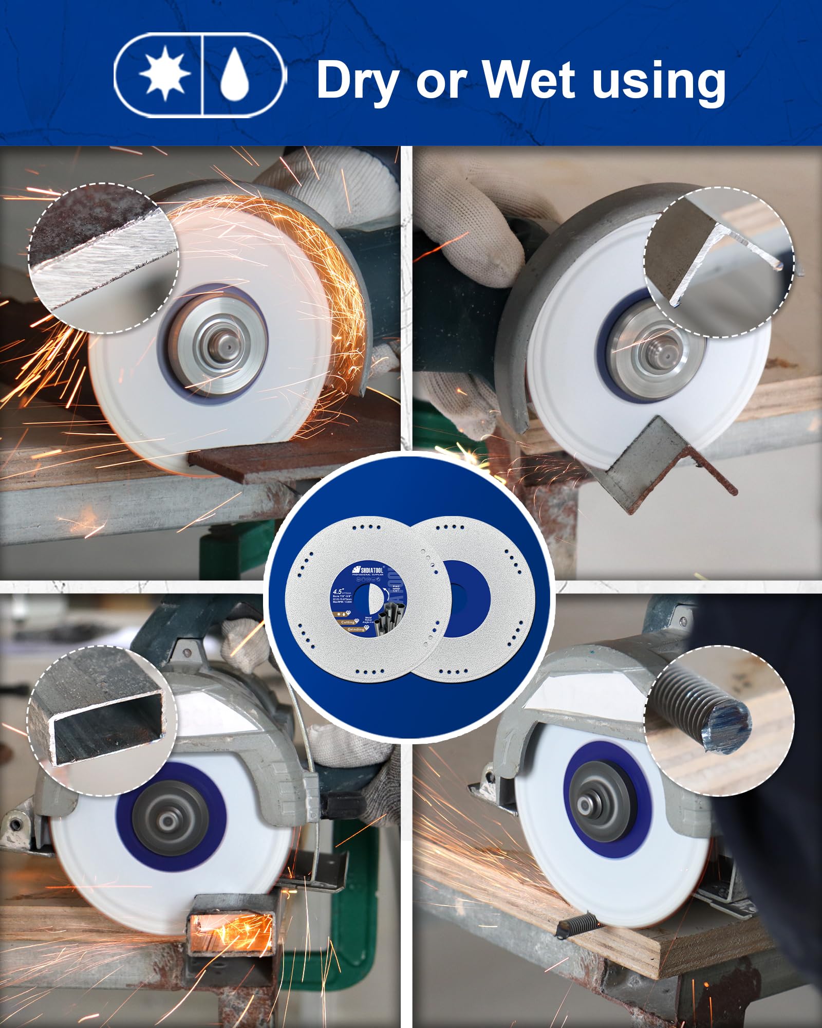 SHDIATOOL 115mm Disco Diamante para Metal - 22,23/15,875mm Discos Corte x 4