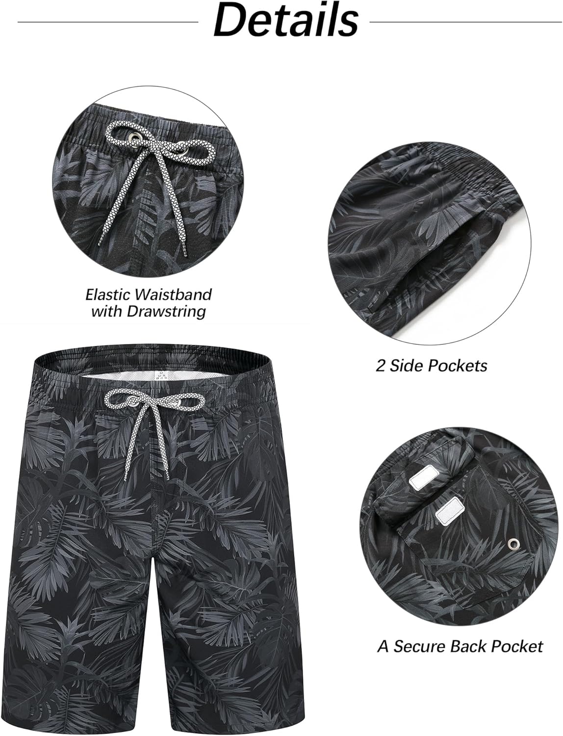 zeetoo Men's Swim Trunks Quick Dry 9" Inseam Board Shorts Mesh Lining Swimwear Bathing Suits Beach Shorts - Image 5