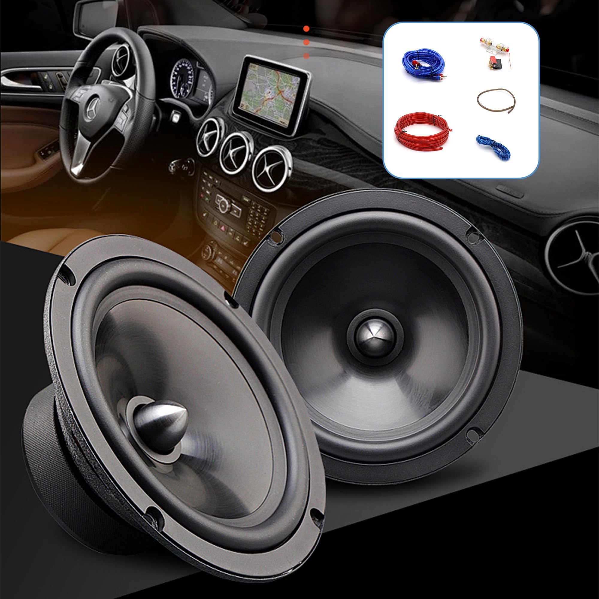 Subwoofer Anschluss Set,Bassbox Kabel Auto Set,Subwoofer Kabel Set,Endstufe Kabel Set,Auto Subwoofer Kabel Set,Endstufe Kabel,Subwoofer Set Kabelschuh,Auto Verstärker Kabel Set-10GA,4 Meter