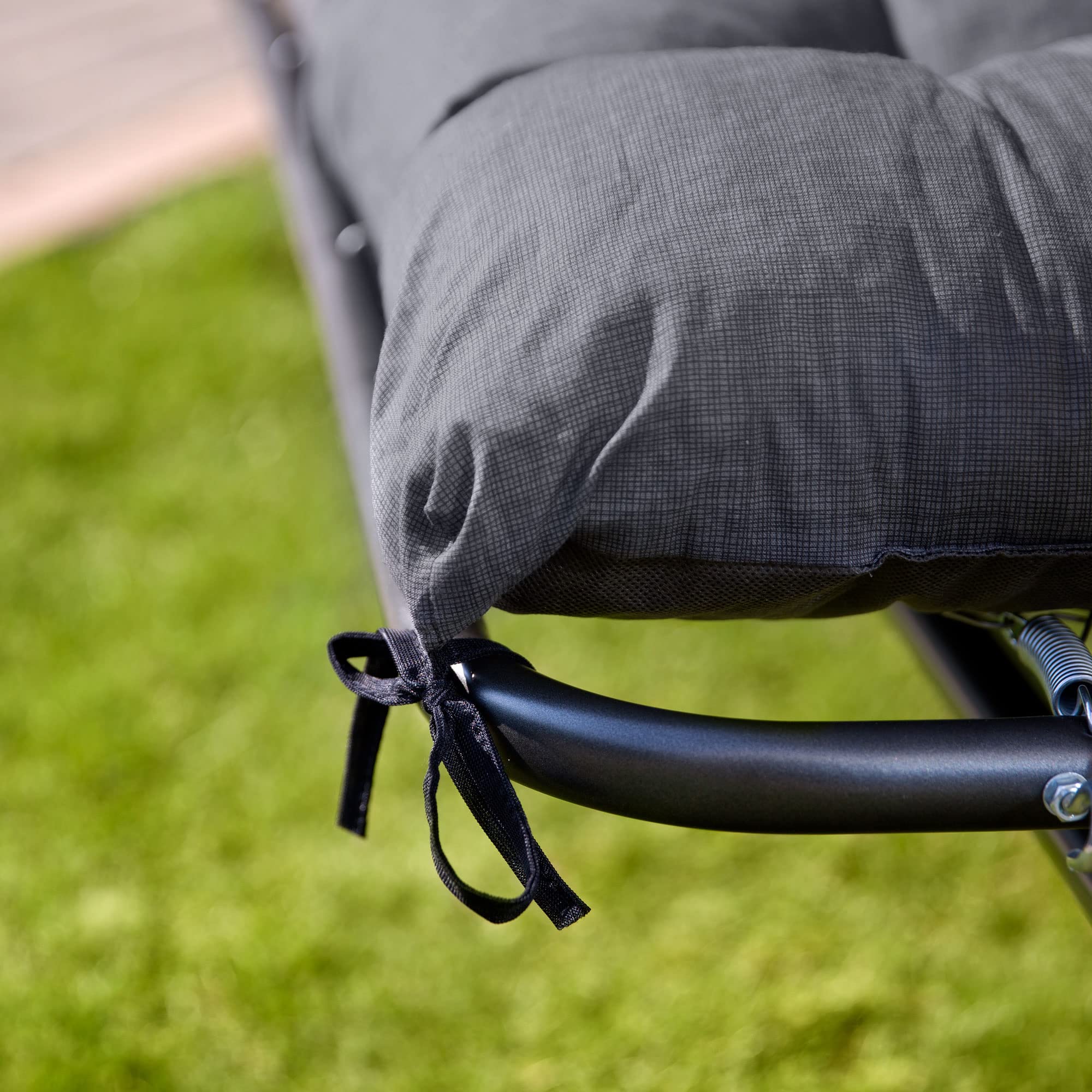 PATIO Hollywoodschaukel Auflage 175 grau Parma/Milano mit Sonnendach | Sitzpolster für Gartenschaukel Bank Sofa gesteppt Volant vorne