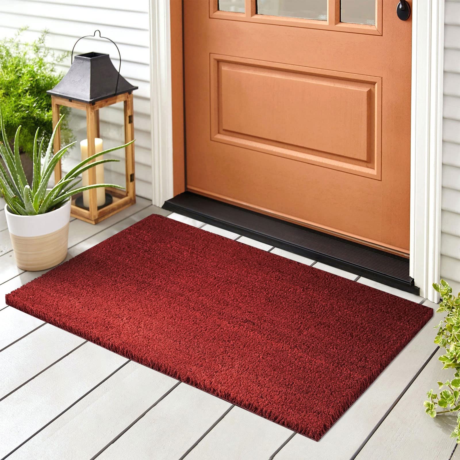 CASA pura Paillasson en Coco antidérapant et résistant aux intempéries - en Fibres Naturelles de Coco - Au mètre - Convient également pour Les entrées de Grandes Surfaces - 17 mm, 50 x 80 cm - Rouge