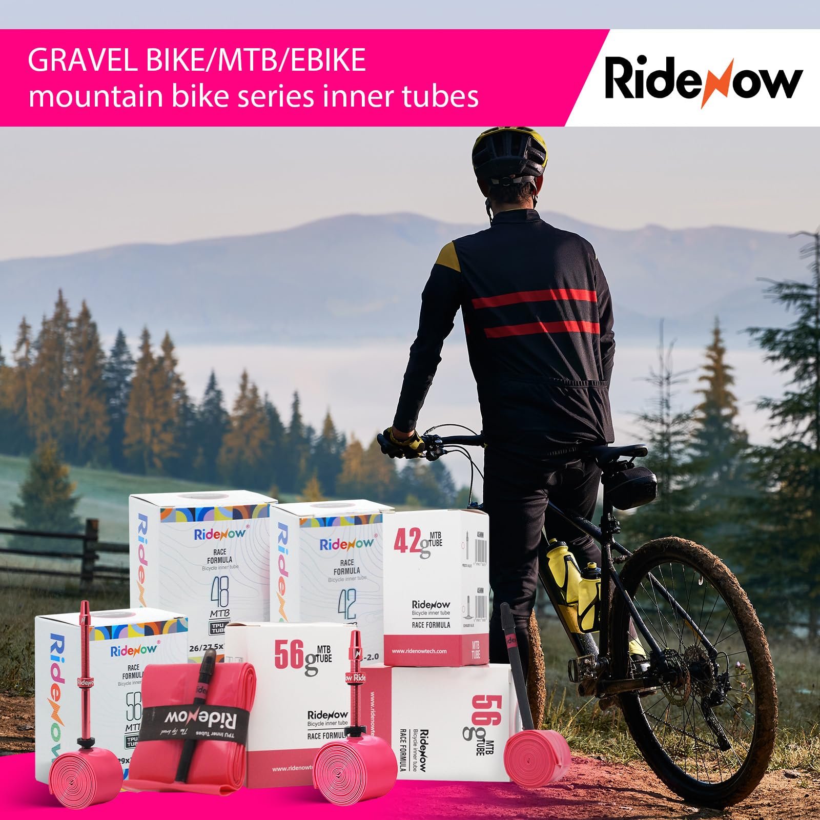 RideNow Lot de 2 chambres à air de vélo en TPU 48 g 27,5" pour 1,9-2,5