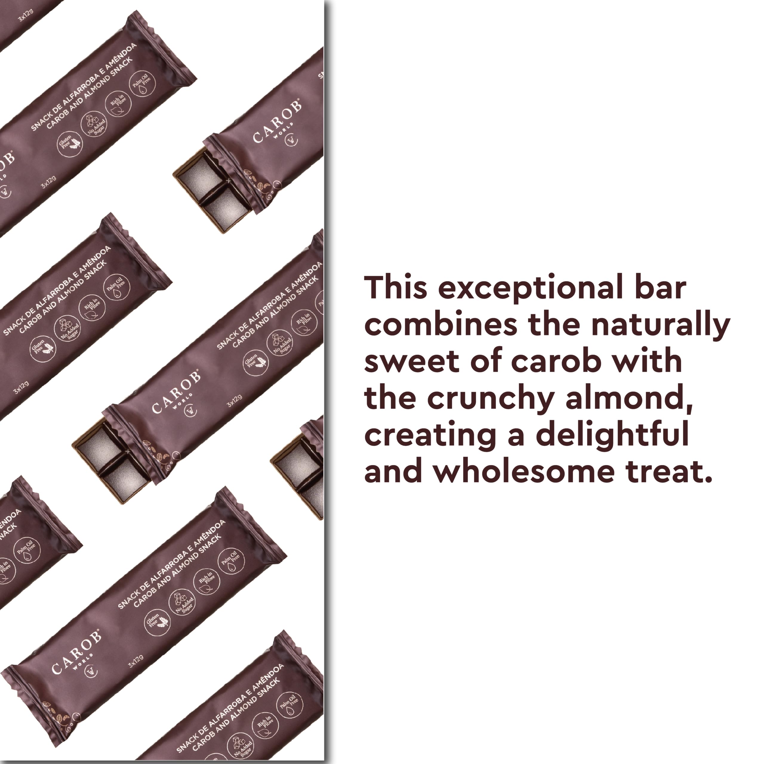 Carob and Almond Snack | | Glutenfrei, zuckerfrei und vegan | 20er-Pack (20 x 36g)