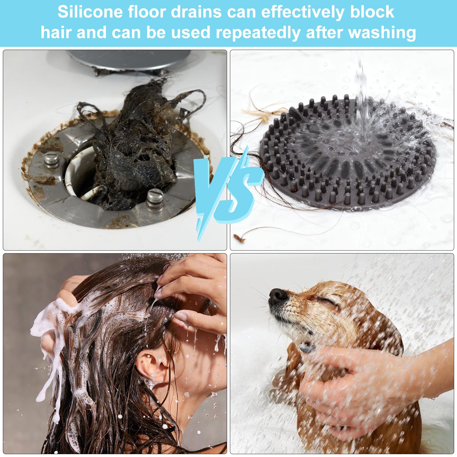 EnixwH 30 stuks afvoerzeef, haarzeef, douche, 10 x 10 cm, wegwerp afvoerzeef, douche, afvoer haarvanger om te lijmen, wegwerpzeefstickers, douchebakfilter, voor wastafel, badkuip en keuken