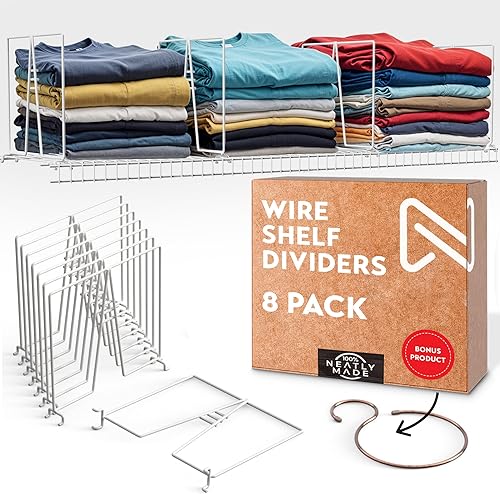 Neatly Made Separadores de estantes de alambre blanco para organización de armarios, paquete de 8  Divisores de estantes de armario resistentes y disponible en Yaxa Colombia
