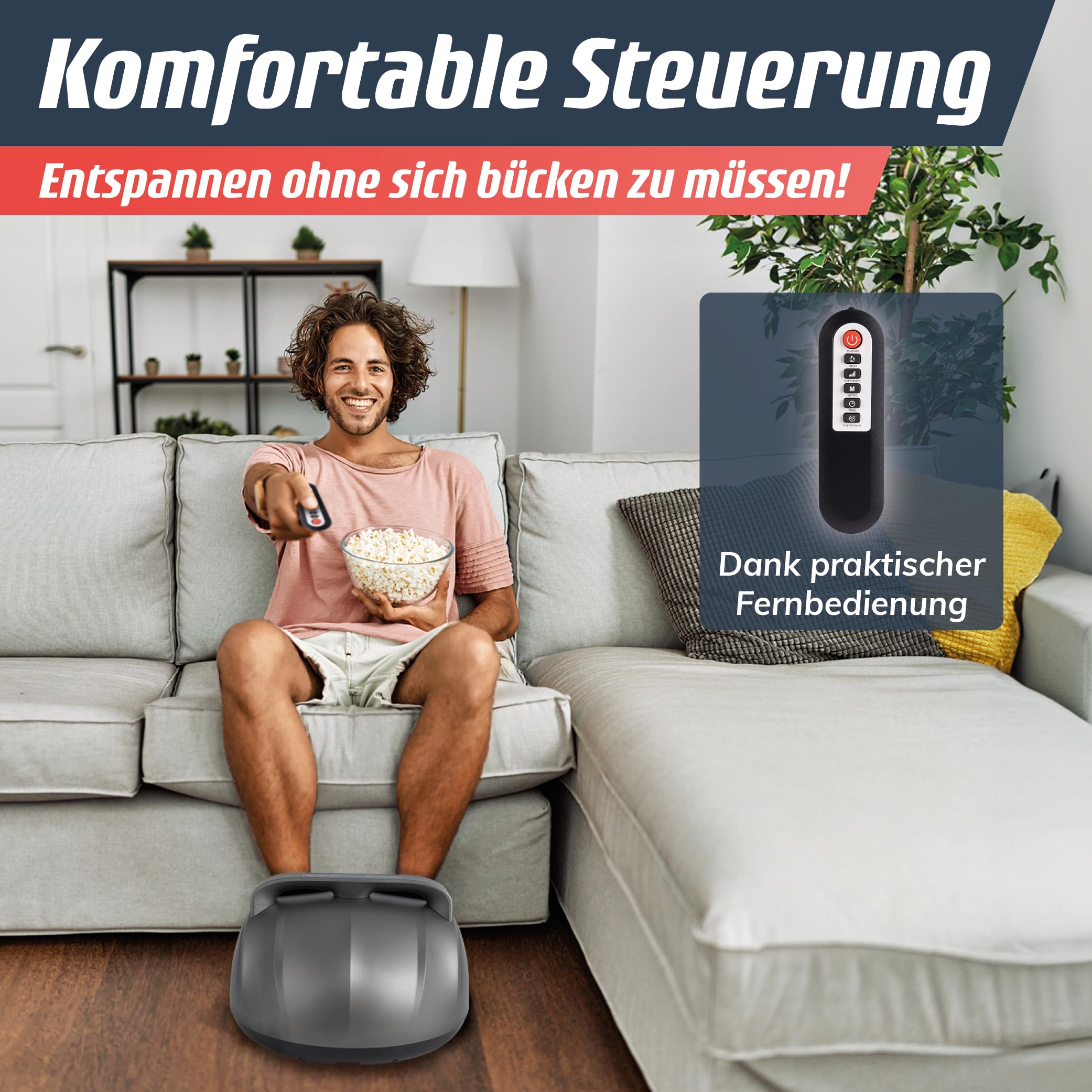 Fitleap Shiatsu Fußmassagegerät, Wärmefunktion bis 40 Grad für kalte Füße | 5 Programme, 9 Intensitätsstufen und 3 Vibrationsstufen. Fördert die Durchblutung, Einlagen waschbar, mit Fernbedienung