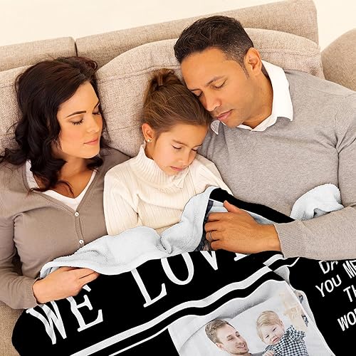 Miniatura 7 de Lcyawer Divertidos regalos de cumpleaños para el Día del Padre para papá de hija, hijo, esposa, niños, manta personalizada con fotos, regalos únicos