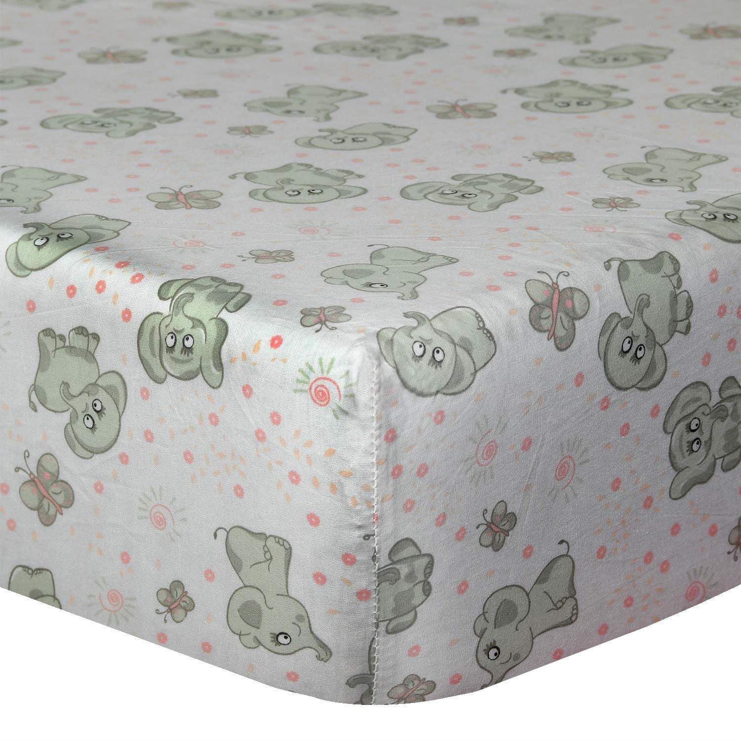Smart Living Soft & Breathable Nursery Happy Elephant Crib Fitted Sheet from B&Q
