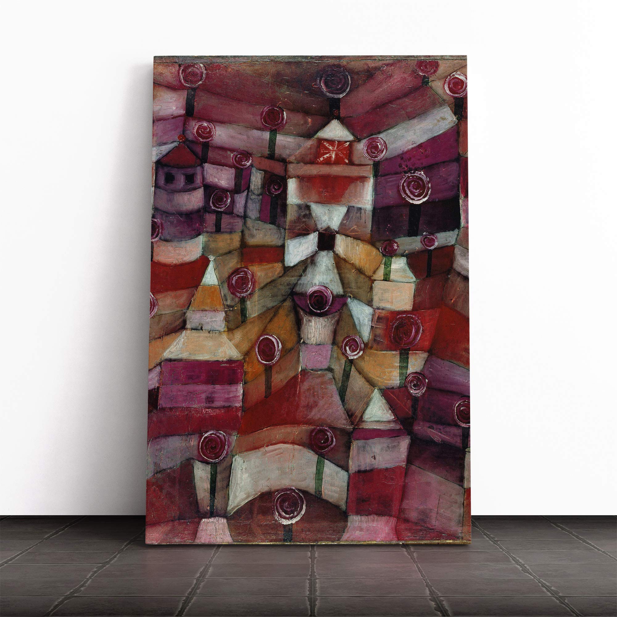 Paul Klee Rose Garden Canvas Print | Gallery Wrapped 30mm Frame Wall Art | 24x16 inches | Ready to Hang | Modern Floral Picture | Living Room Bedroom Lounge Office