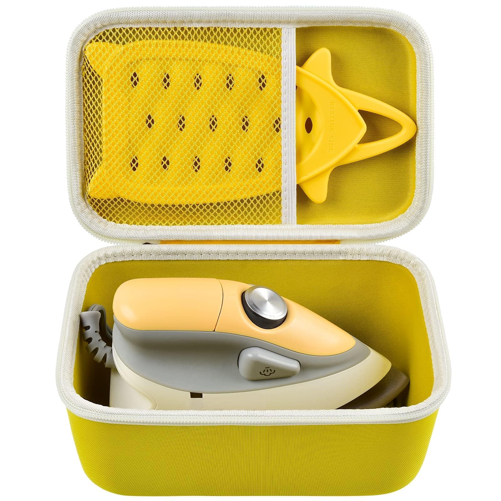 GWCASECase Compatible with Oliso M2 Pro Mini Project Iron. Travel Irons Carrying Organizer Holder with Mesh Pocket Fits for Solemate and Other Accessories (Box Only)- Yellow