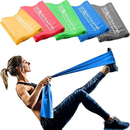 Starktape Bandas de resistencia. Banda de látex natural 100% malasio. Perfecta para terapia física, ejercicio en casa, yoga, pilates, gimnasio,