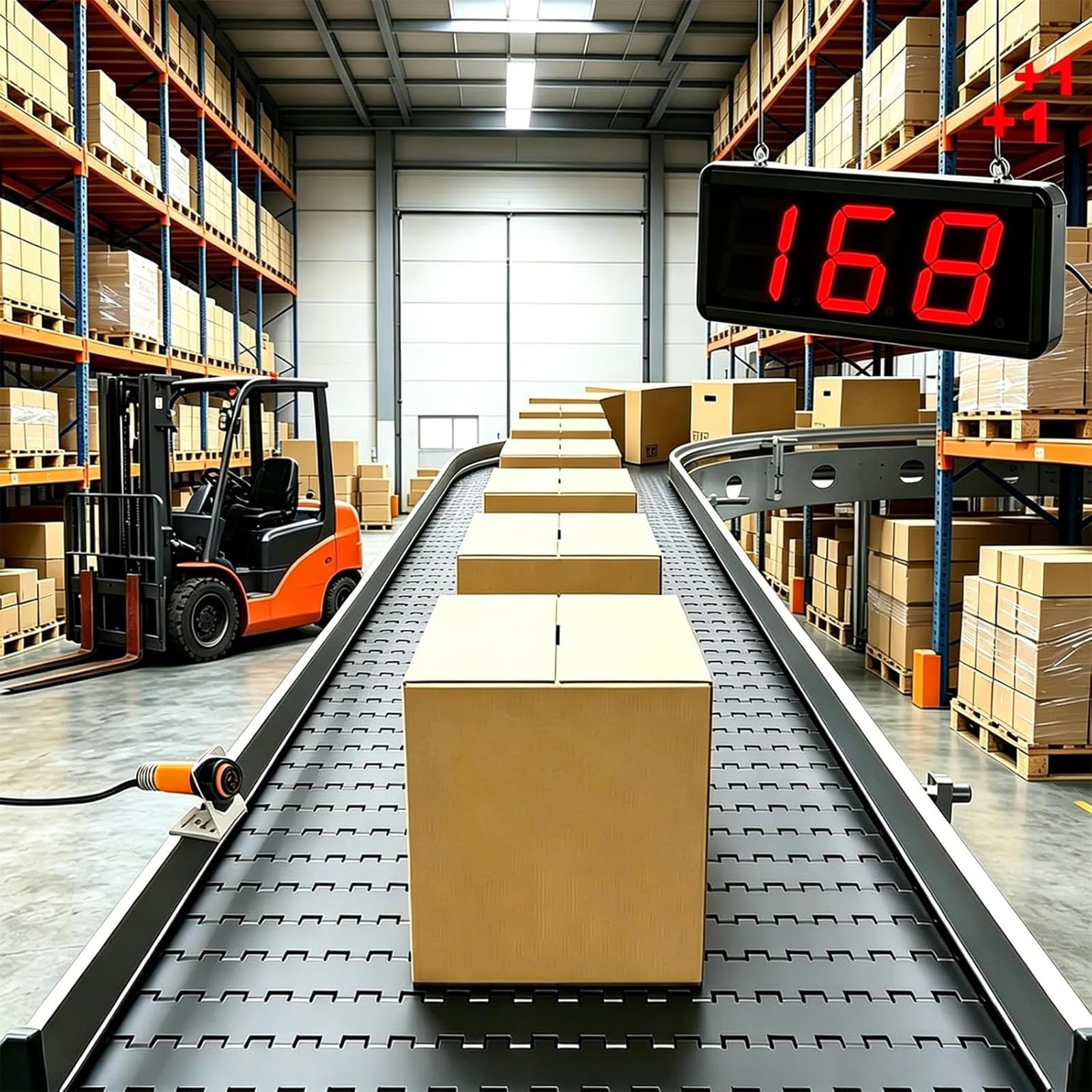 MObyat Contador Digital Industrial De 3 Dígitos, Contador Digital Led De 3 Pulgadas, Inducción Sin Contacto De 0 A 5 M, Memoria De Apagado, Conteo Automático hasta 999, para El Conteo De Cajas