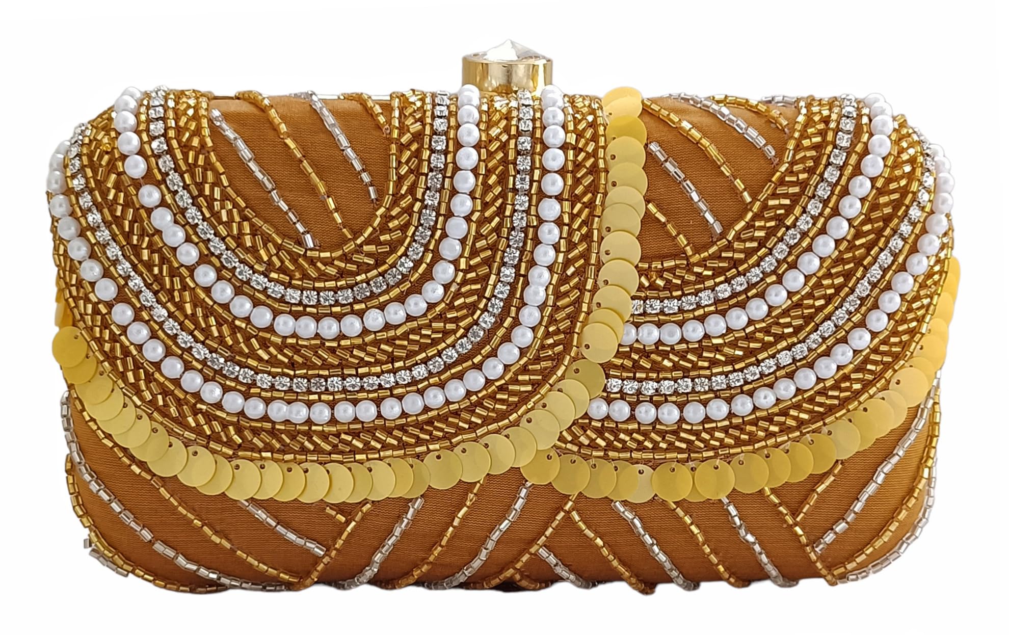 DUCHESS Women Hand Embroidered Sequins Box Clutch for Wedding Party (Yellow) (B0C7H4HQCJ) Amazon Price History, Amazon Price Tracker