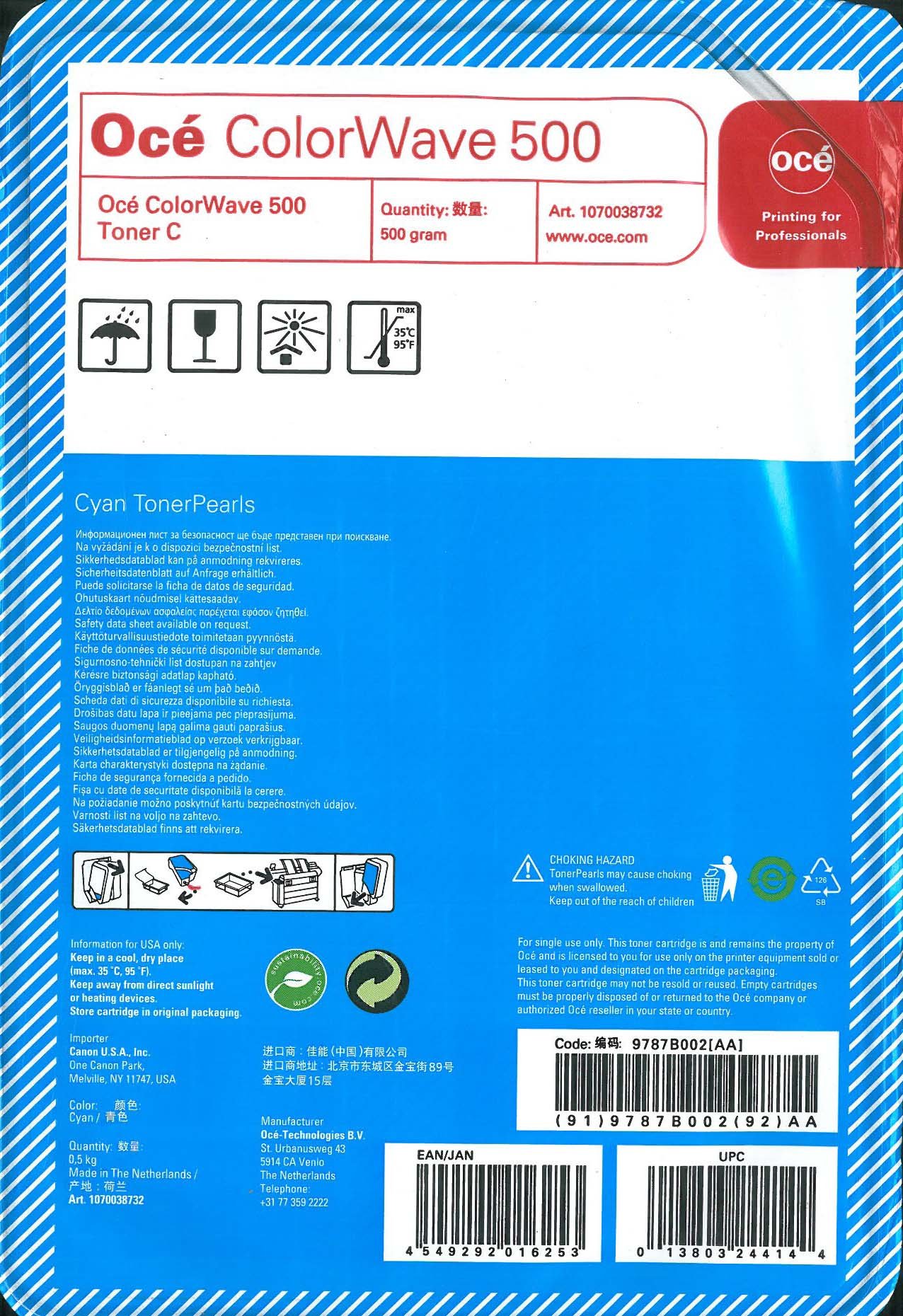 Toner OCE 1070038732 noir pour impression de documents techniques nets