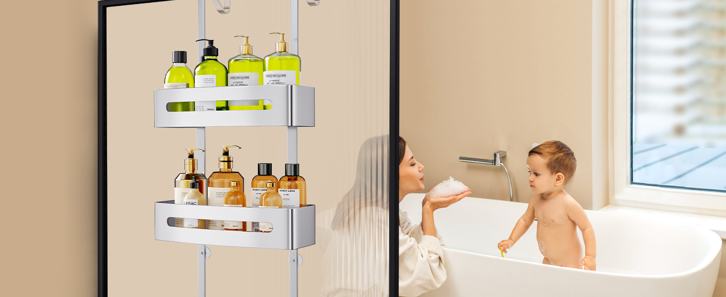 Étagère De Douche à Suspendre Bamodi L Chromée - Dimensions : 70 X 18,5