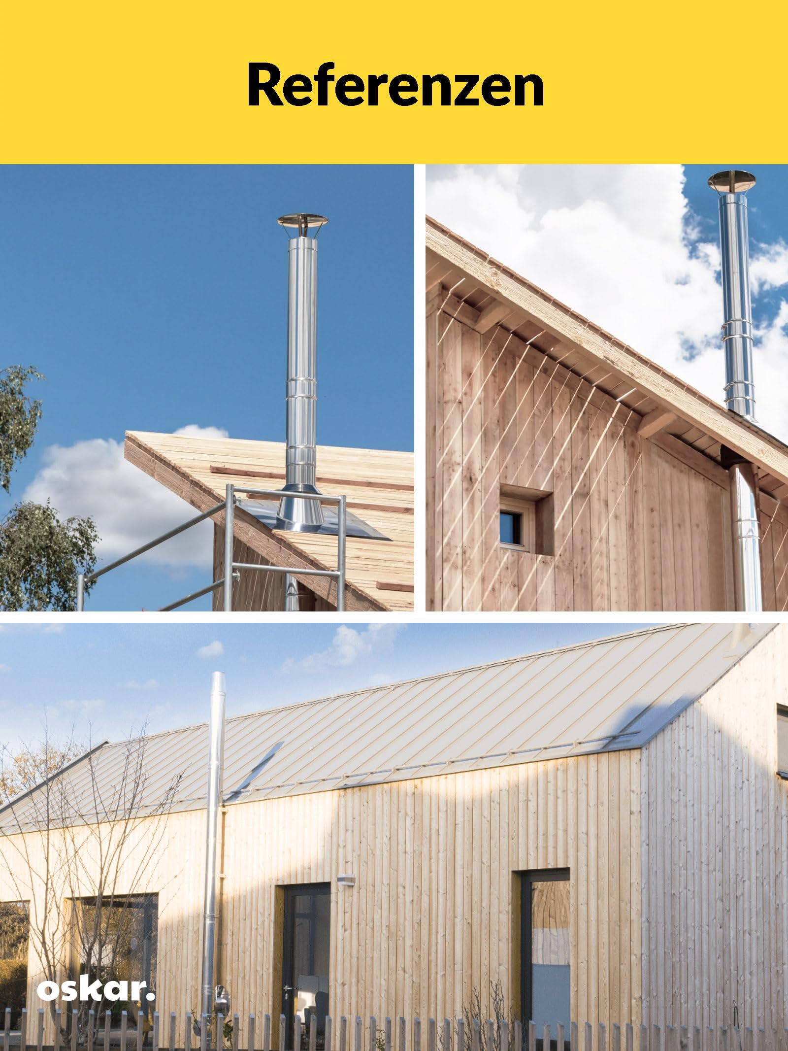 Edelstahlschornstein Oskar Ø 150mm Bausatz Länge 2,2m Kamin Komplettsatz 25mm Isolierung 0,5mm Wandstärke Wandabstand 300-600mm, Innovative Verbindungstechnik, Einfache Montage, Lange Haltbarkeit