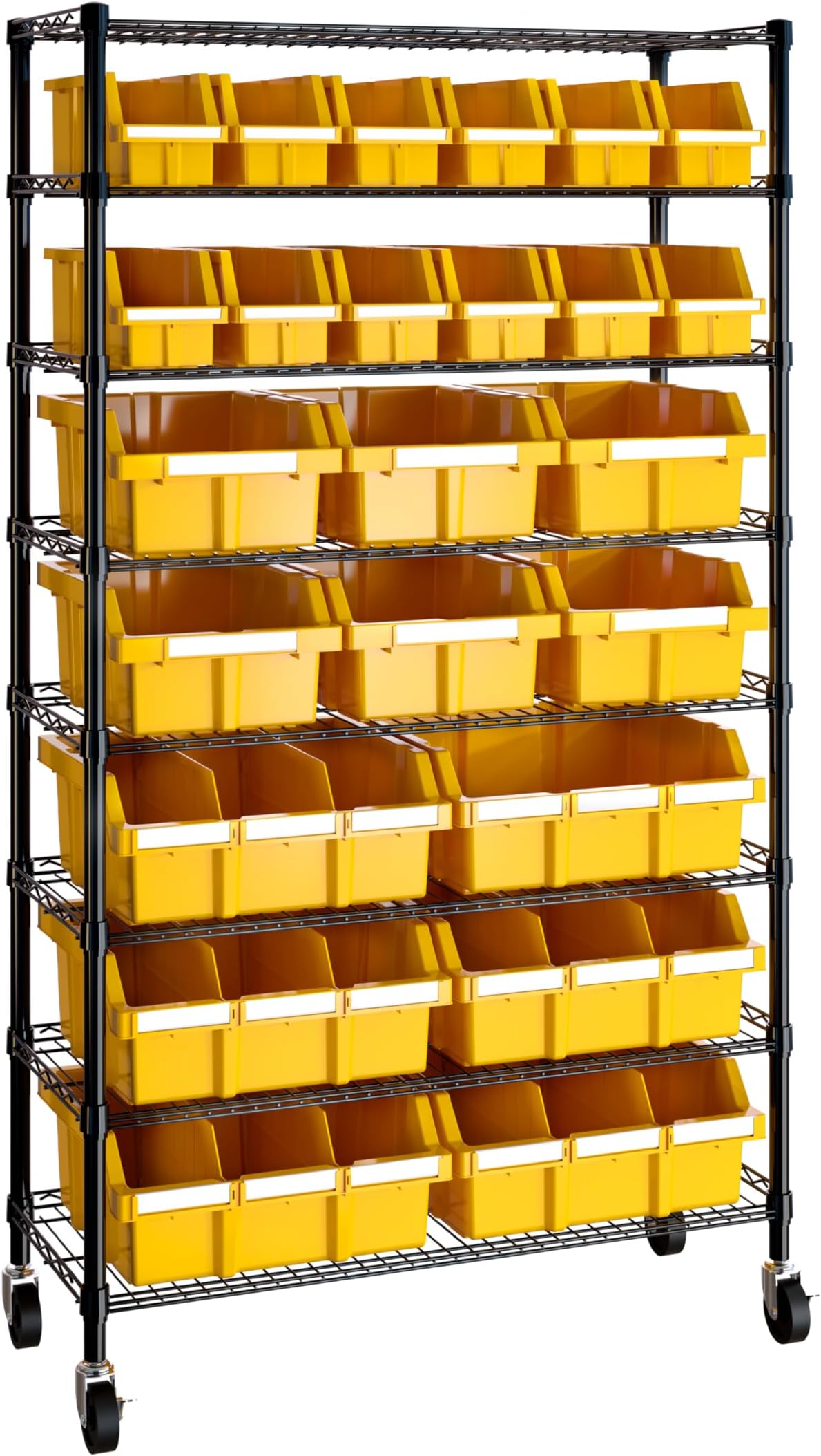 Seville Classics Commerical Grade NSF-Certified Bin Rack Storage Steel Wire Shelving System - 24 Bins - Yellow