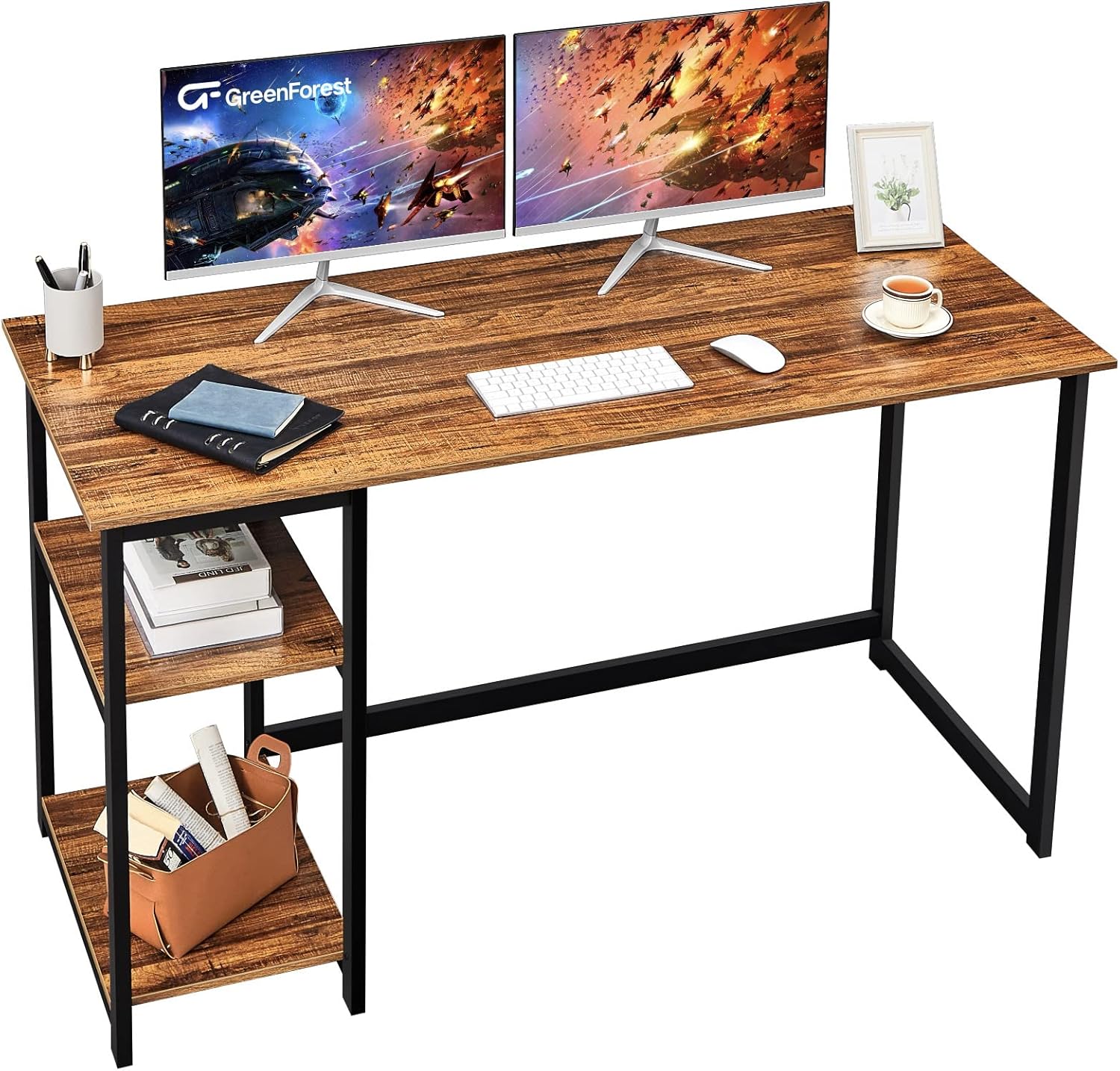 Amazon.com: GreenForest Computer Desk with Shelves 55 inch Large Home ...