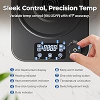 Vista 2 de Gooseneck Electric Kettle, ±1°F Precision Control, Smart Altitude Adjustment, 24H Keep Warm, 30-Min Auto Memory, Food Grade Stainless Steel, Pour