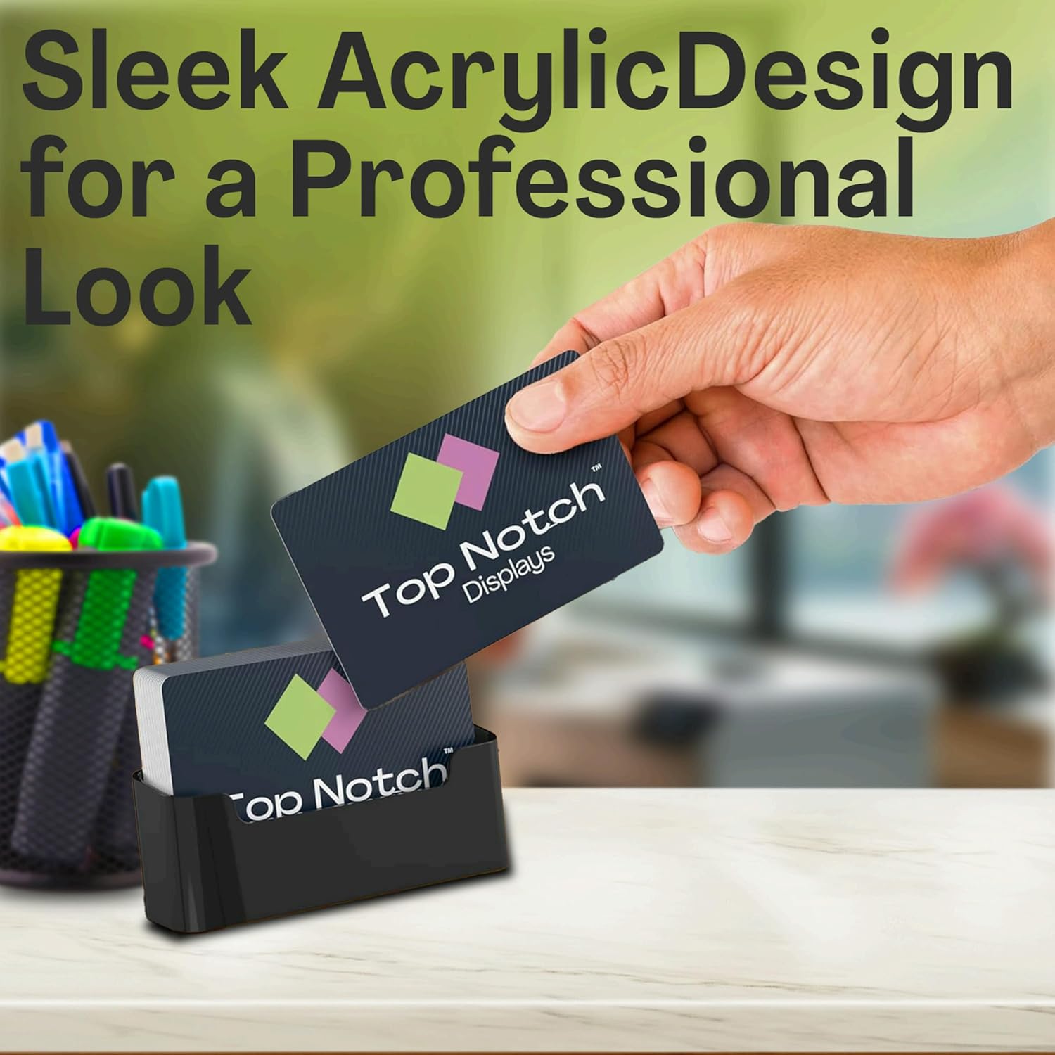 Acrylic Business Card Holder for Desk - Gift & Business Card Display Stand, Sleek & Durable Card Holder Display for Office, Home & Retail Use, Fits 50 Business Card, 84 Pack - Clear