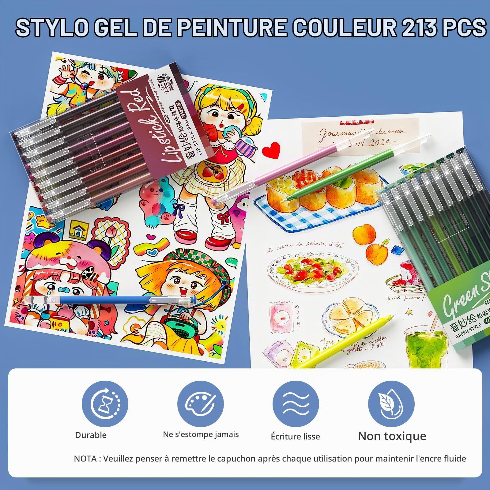 TrendGate 213 Stylos Gel Acrylique, Pointe Fine 0,6 mm Gel Pen