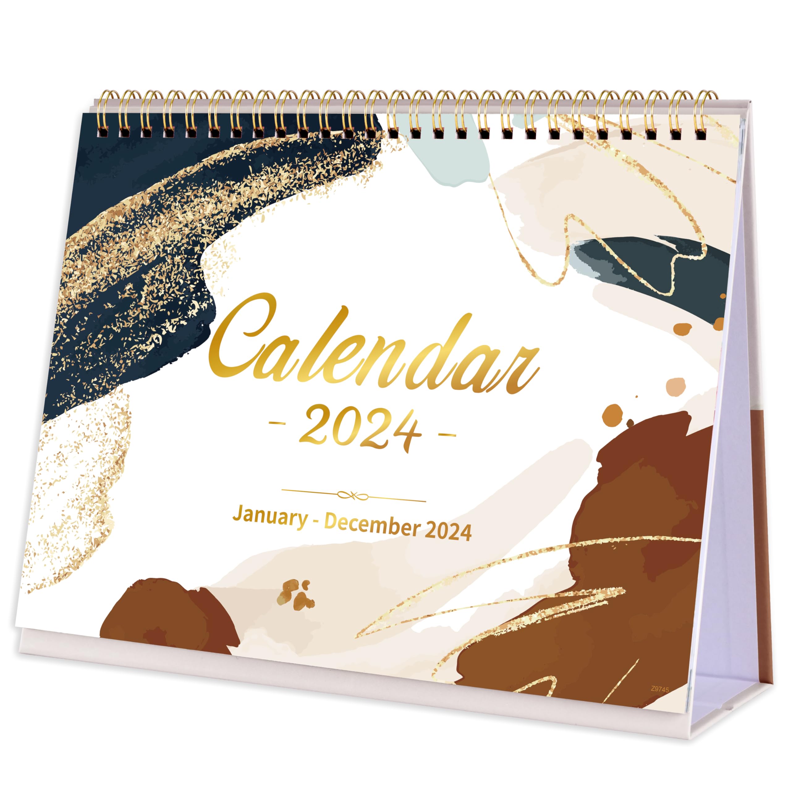 2024 Desk Calendar - Standing Flip Desktop Calendar 2024 from Jan. 2024 - Dec. 2024, 9.8" x 8.3", Memoranda Pages, Thick Paper, Small Desk Calendar 2024 Standing Flip with Strong Twin-Wire Binding