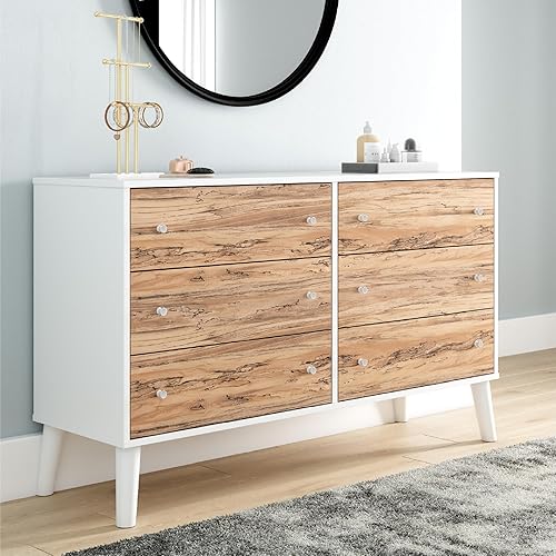 Miniatura 2 de Signature Design by Ashley Piperton - Cómoda de 6 cajones, color blanco y marrón claro Natural/