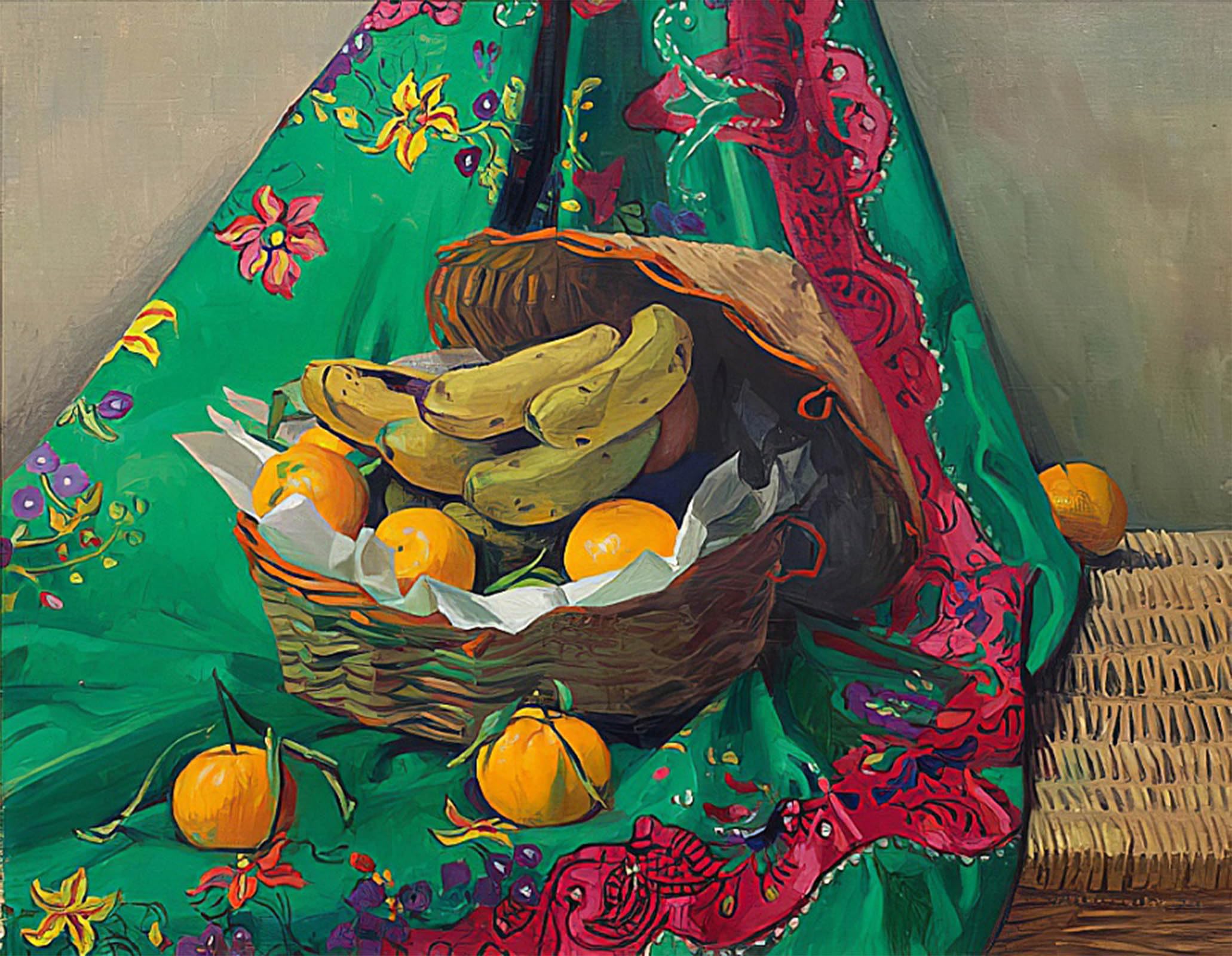 SERENDIPITP Aesthetic Poster Photo Wall Print Retro Picture Basket of Tangerines And Bananas. by Felix Edouard Vallotton Modern Wall Artwork for Home Decor 60x90cm