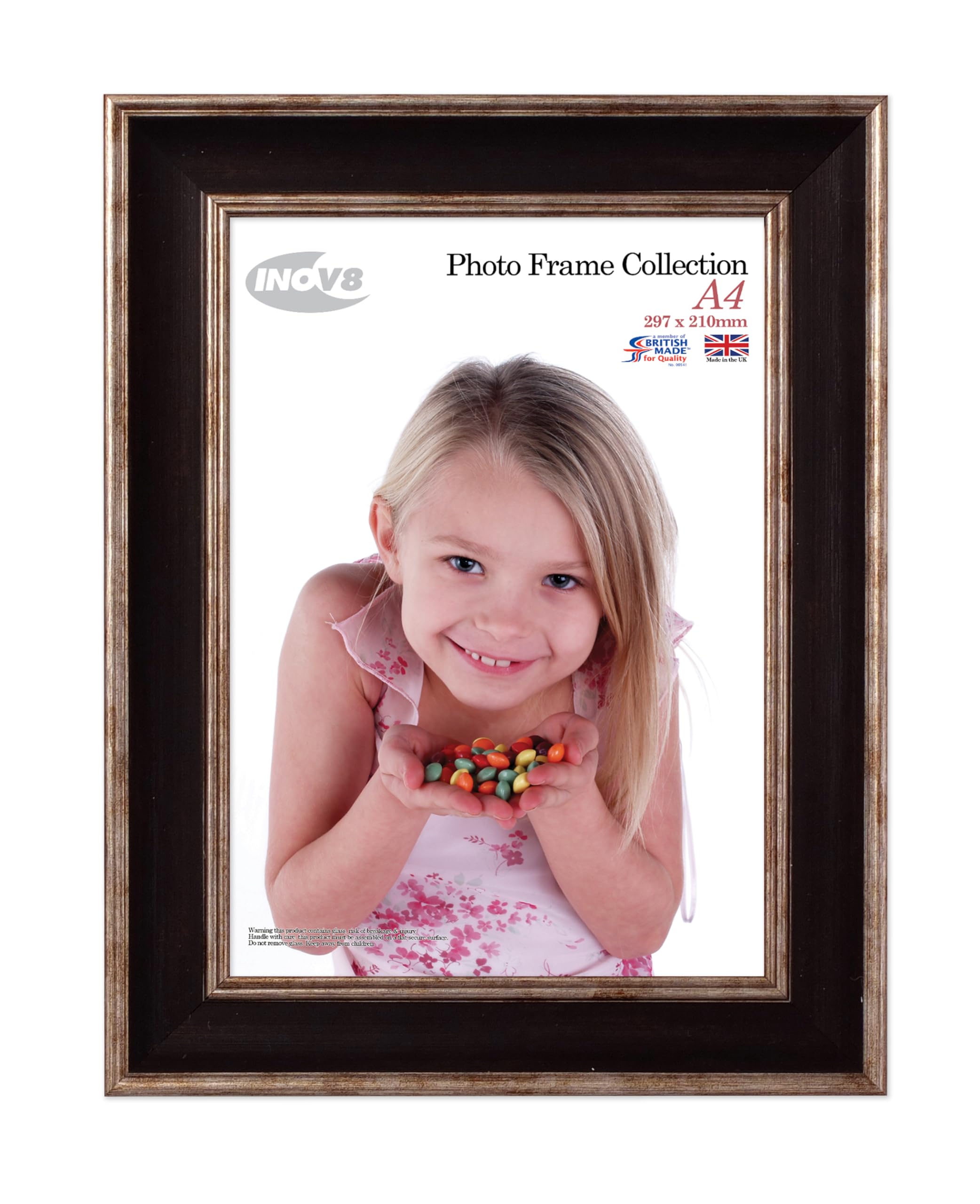 Inov8 British Made Picture/Photo Frame, A4, Large Washed Black