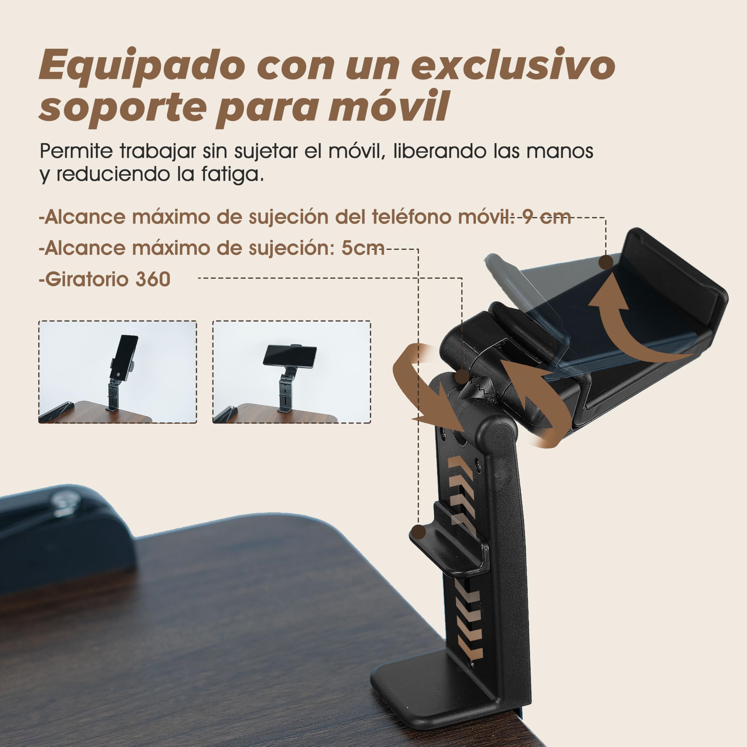 Atril ajustable 2 en 1 para lectura, doble uso, para escritorio y suelo, con bandeja y clips elásticos para partituras, recetas, tabletas y portátiles, altura ajustable de 23,5 a 52 pulgadas (Nogal)