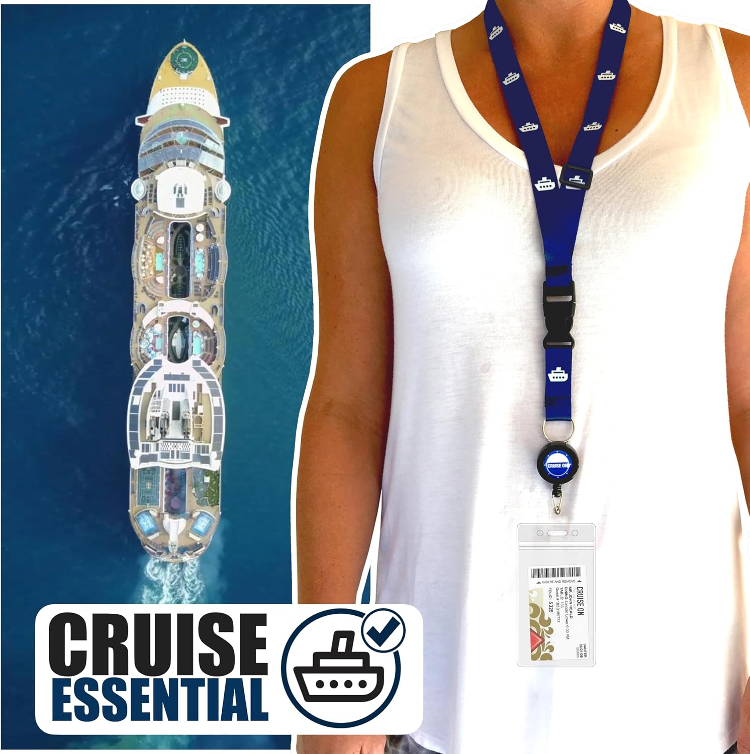 Cruise On Lanyards for Cruise Ship Cards (2 Pack), Blue Cruise Ship image 2