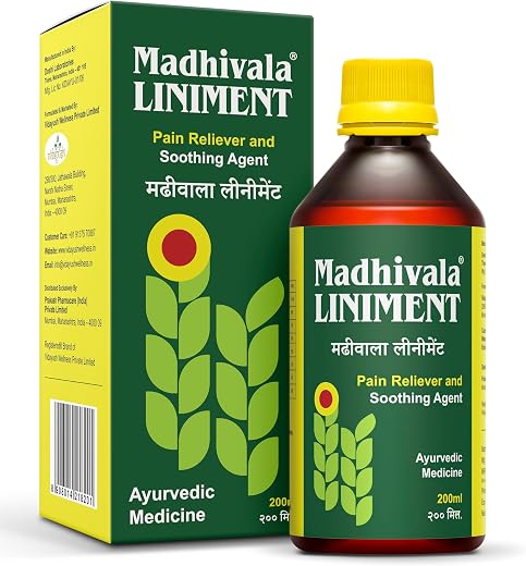 Madhivala Liniment Oil 200ml | Ayurvedic Pain Relief Oil | Fast Relief from Back Pain, Knee Pain, Neck Pain, Shoulder Pai