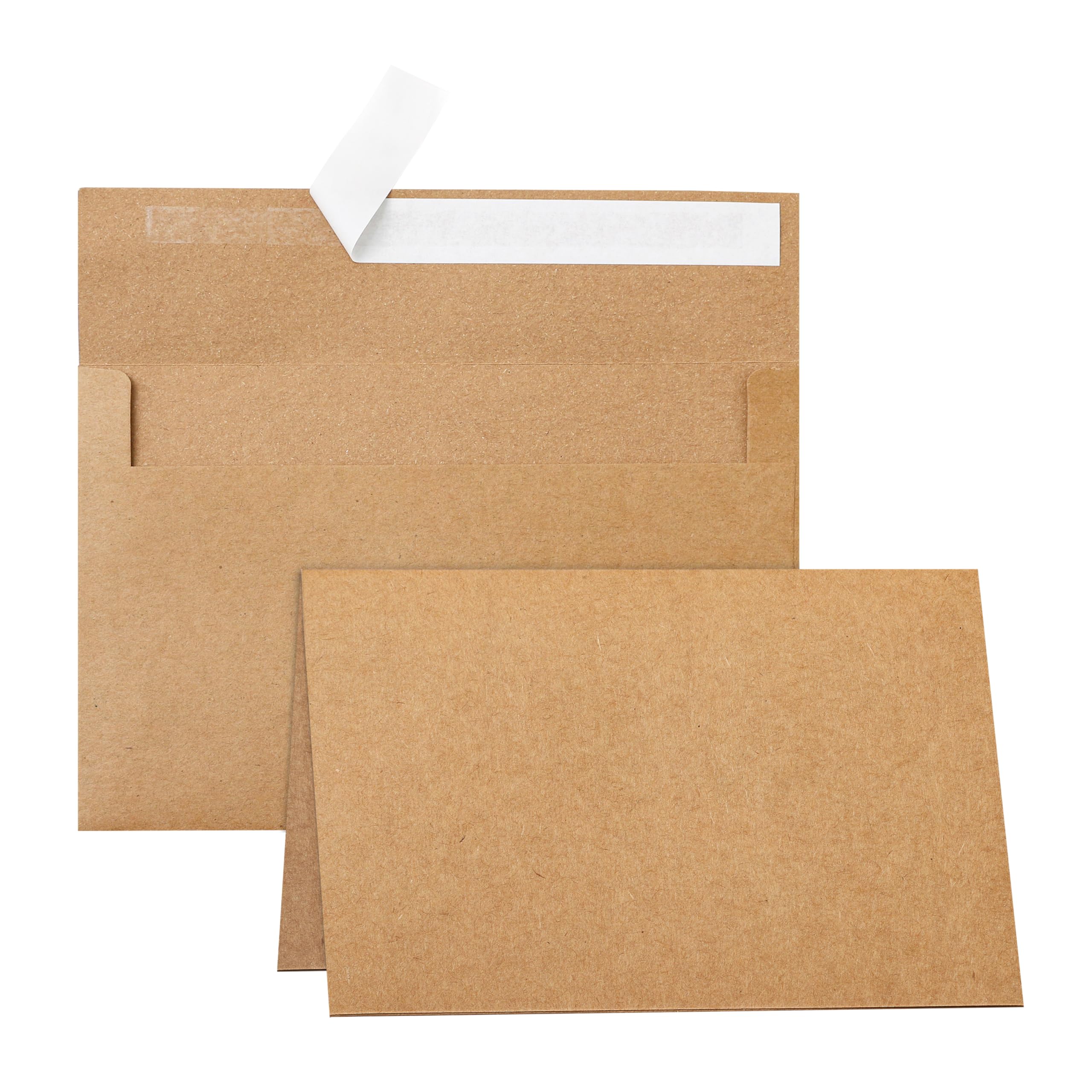 Silunkia 100 Packs Blank Brown Note Cards and Envelopes 4 x 6 Heavyweight Folded Cardstock and A4 Envelopes Printable Self Seal for DIY Greeting Cards