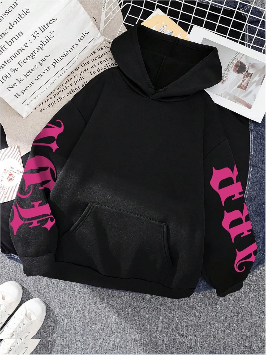 GORGLITTER Women's Y2k Oversized Graphic Hoodies Long Sleeve Pullover Hooded Sweatshirts Jackets Rave Outfits Trendy - Image 2
