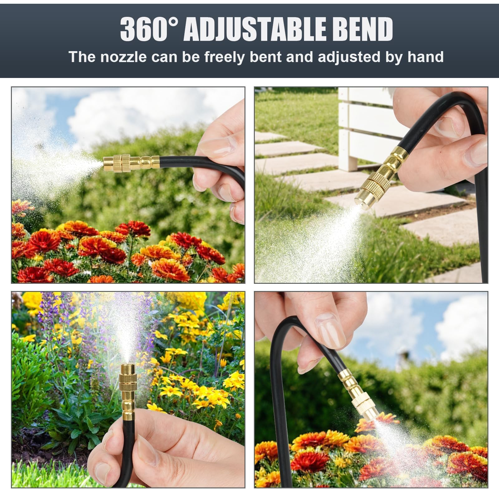 Sistema di irrigazione a goccia da 30,5 m, sistema di irrigazione automatico da giardino con 25 ugelli regolabili per irrigazione, kit di irrigazione per cortile, prato, piante, sistema di