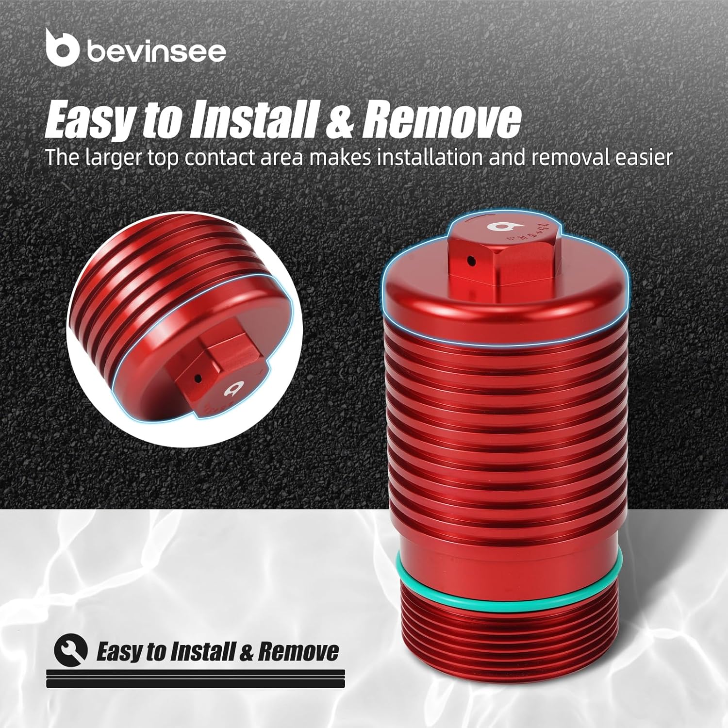 Bevinsee Oil Filtrar Housing Cover Cap Compatible with A3 S3 TT Compatible with VW EA888 Gen3/4 2.0T Engine Replace 06L115408 06L115401B Aluminum Red