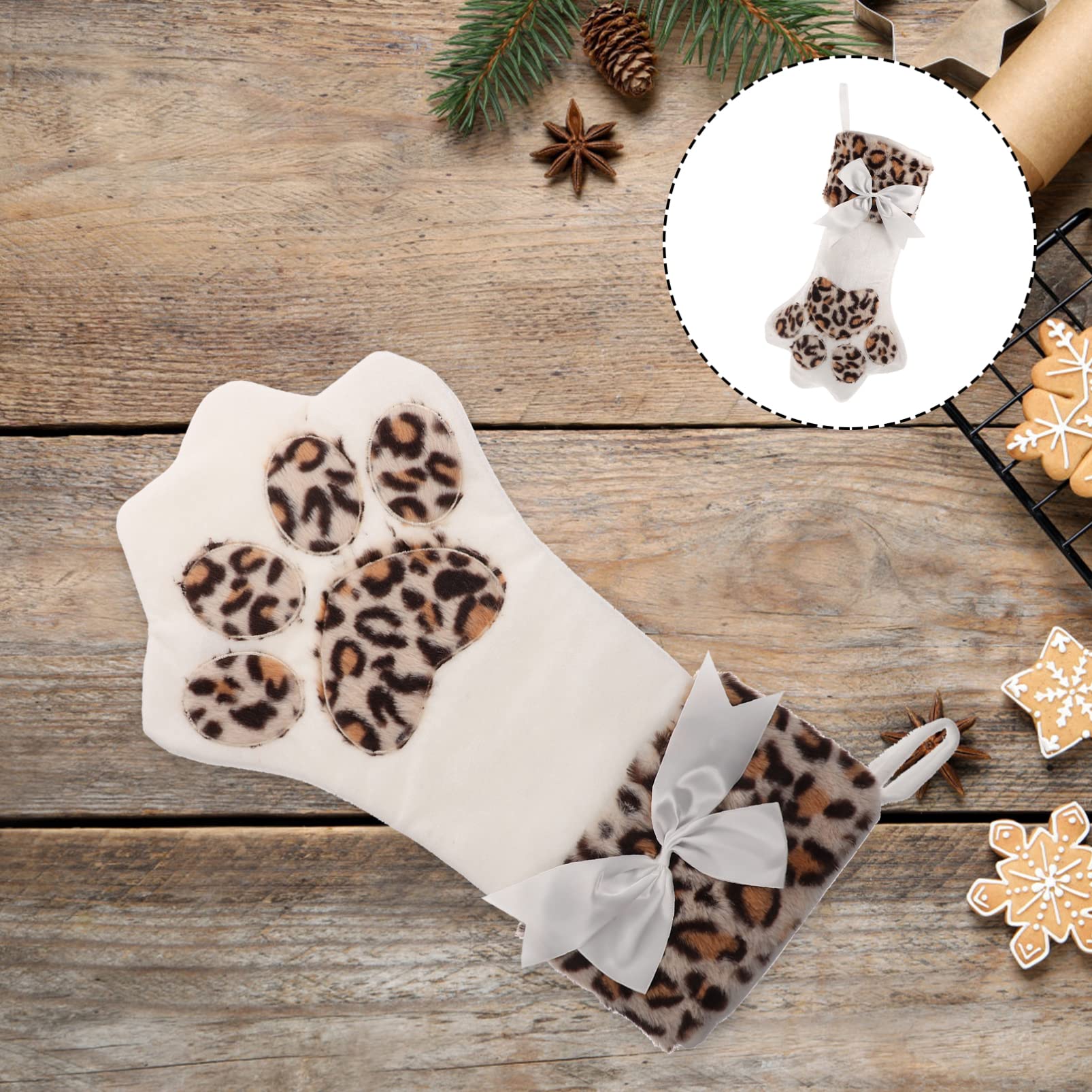 ABOOFAN Weihnachtsstrümpfe Katze Pfote Nikolausstrumpf Weihnachtsdeko Nikolausstiefel Hängende Geschenktasche Beutel Süßigkeiten Tasche zum Befüllen für Weihnachten Kamin Baum Dekoration