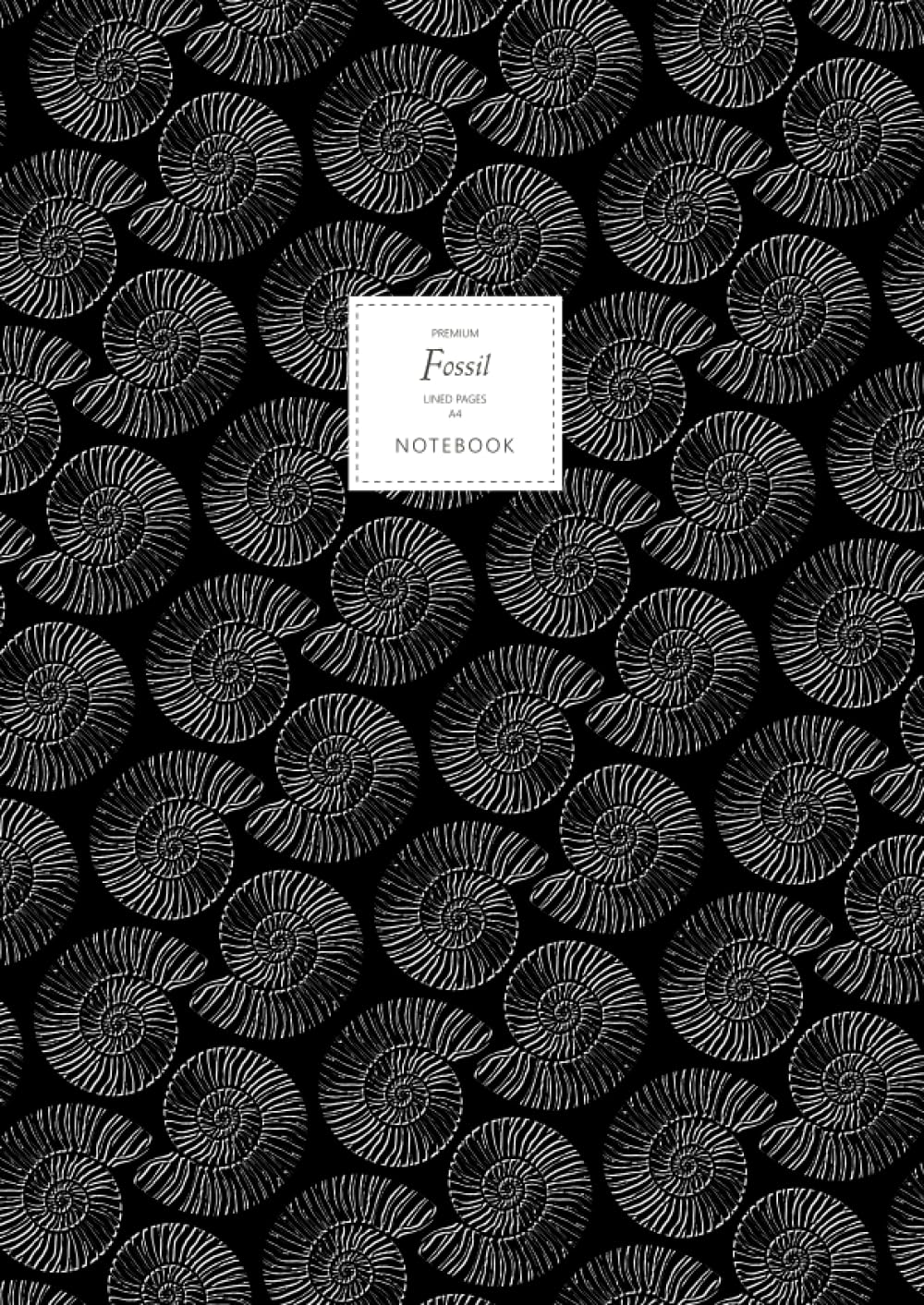 Fossil Notebook - Lined Pages - A4 - Premium: (Black Edition) Fun notebook 192 lined pages (A4 / 8.27x11.69 inches / 21x29.7cm)