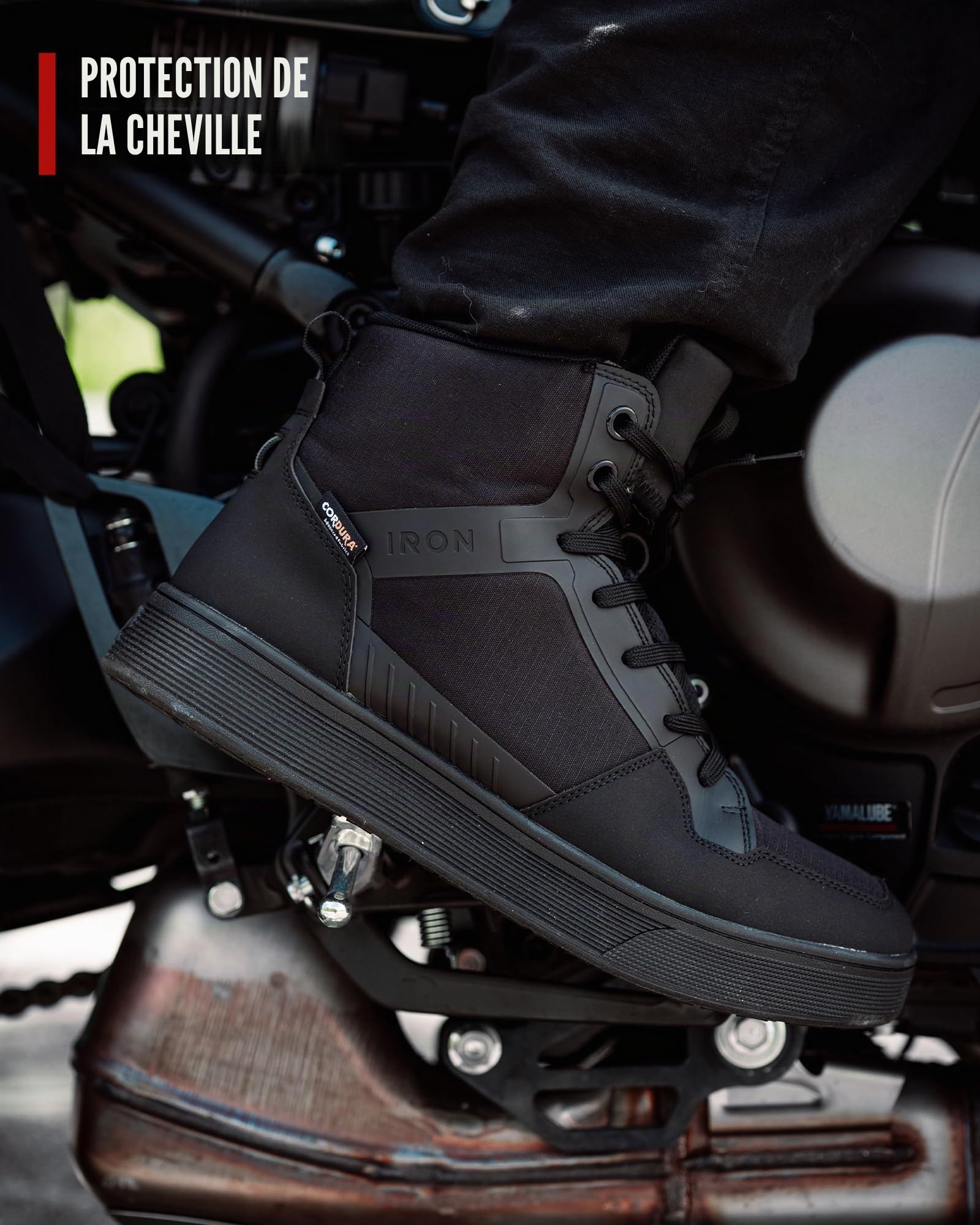 RIDEIRON Chaussures Moto Bottes Moto Hommes Normes CE | Semelle épaissie Adaptées à Toutes Les Saisons Imperméables Antidérapantes Respirantes à la Mode et Cnfortables Noir