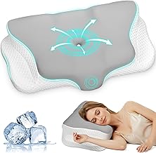 Ehomfory Oreiller Ergonomique Cervical Memoire Forme, Oreiller Ergonomique à Mémoire de Forme pour Les Dormeurs sur Le côté, Le Dos et Le Ventre (Gris)