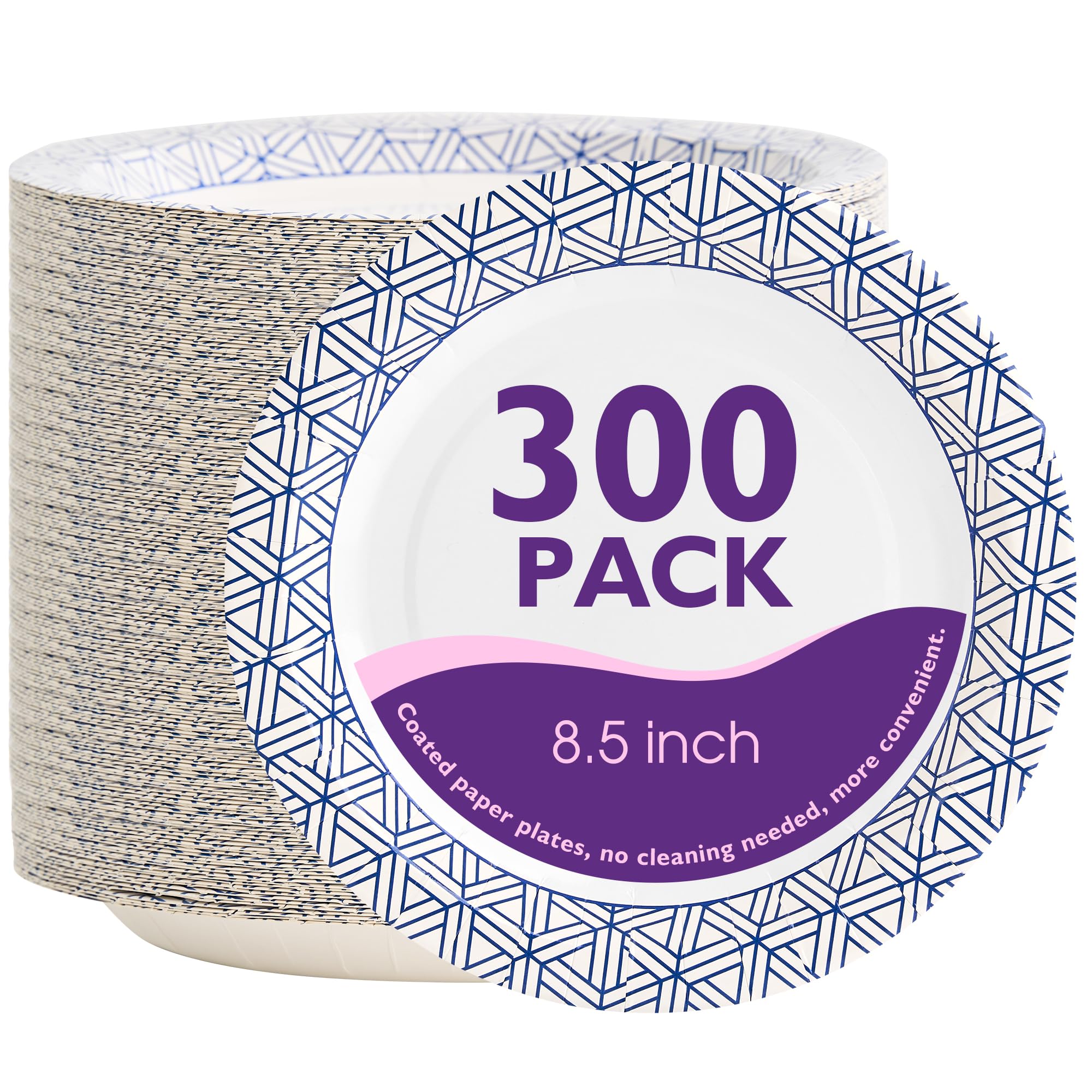 Disposable Paper Plates 8 5 Inch 300 Count Soak Proof and Cut Resistant Heavy Duty Paper Plates Bulk