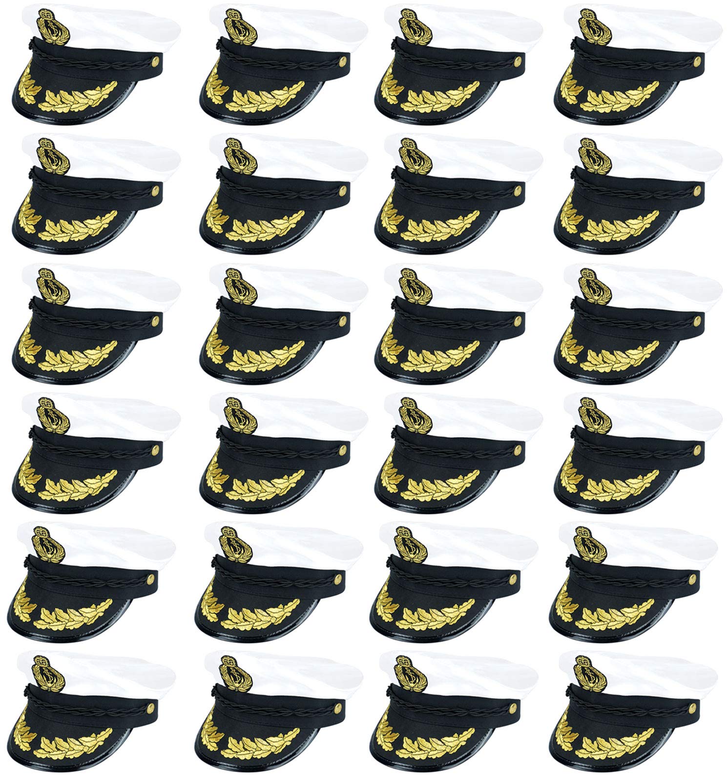 labreeze Adults Quality Satin Captains Hat Naval Officer Fancy Dress Party Cap (24) White