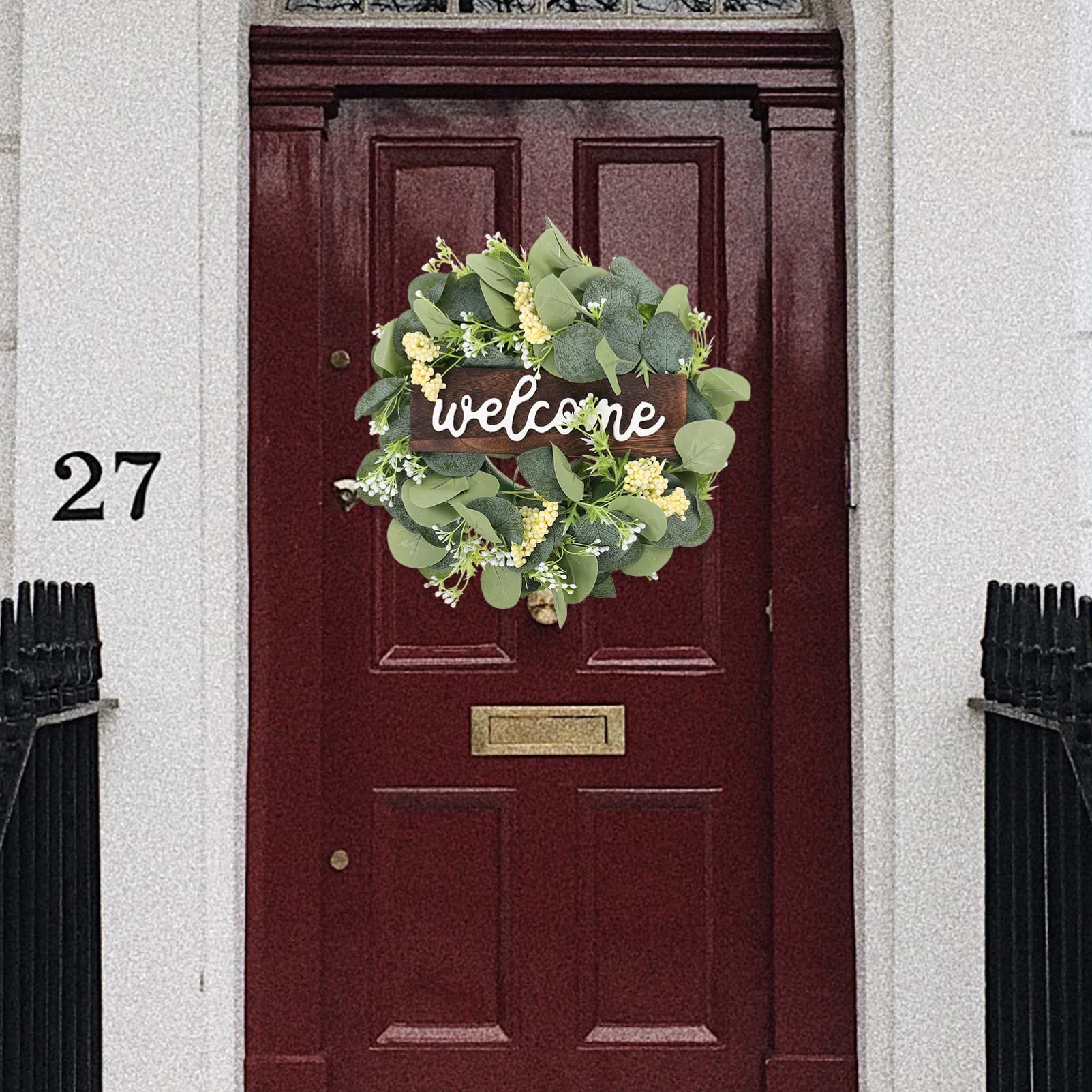 de Eucalipto Verde Artificial para Puerta de Bienvenida