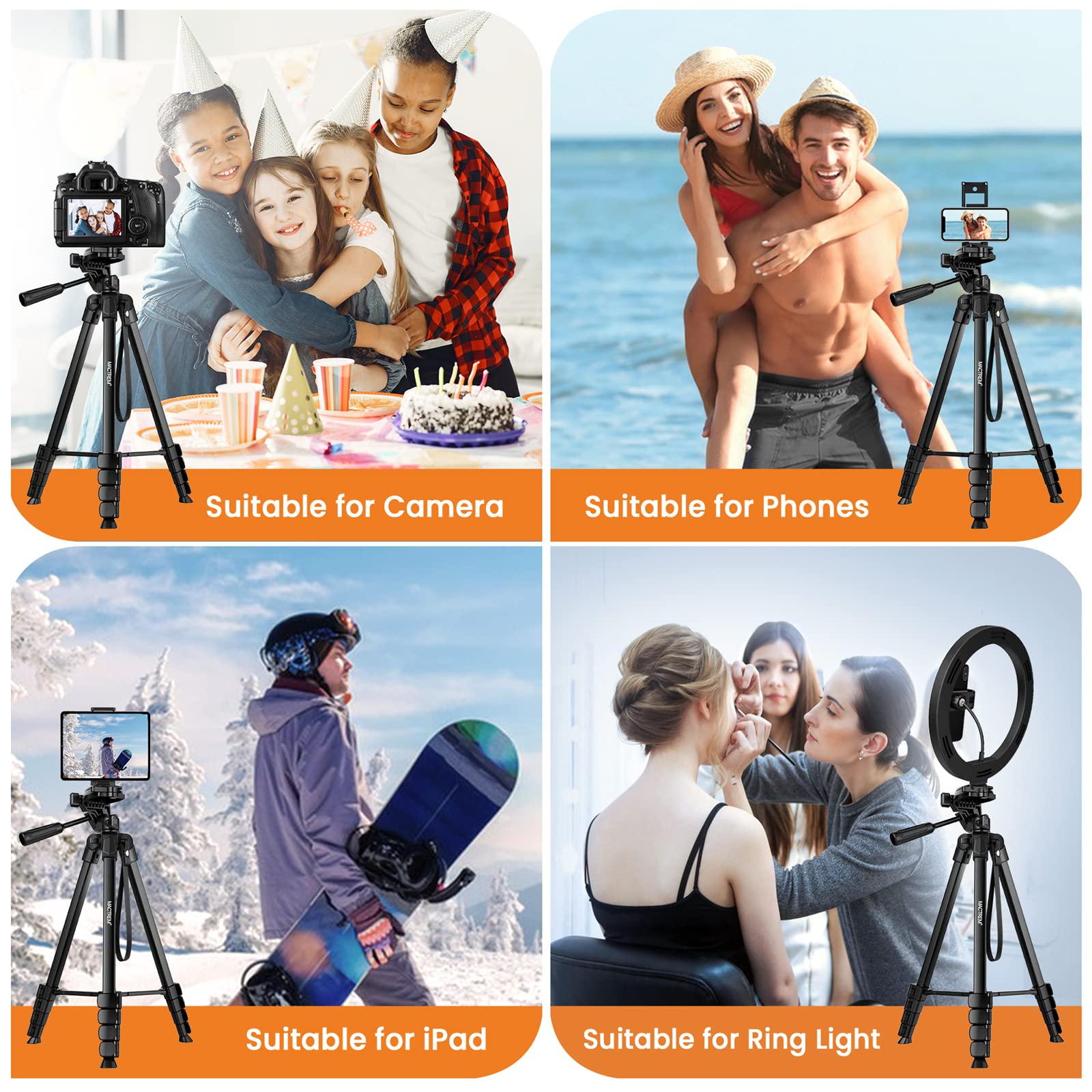 Treppiede Smarthphone, Nuovo 172cm/67in Treppiedi Fotocamera Cavalletto Smartphone per iPhone/Samsung/Huawei/iPad/Reflex, Cavalletto Telefono con Supporto Telefono e Telecomando Bluetooth