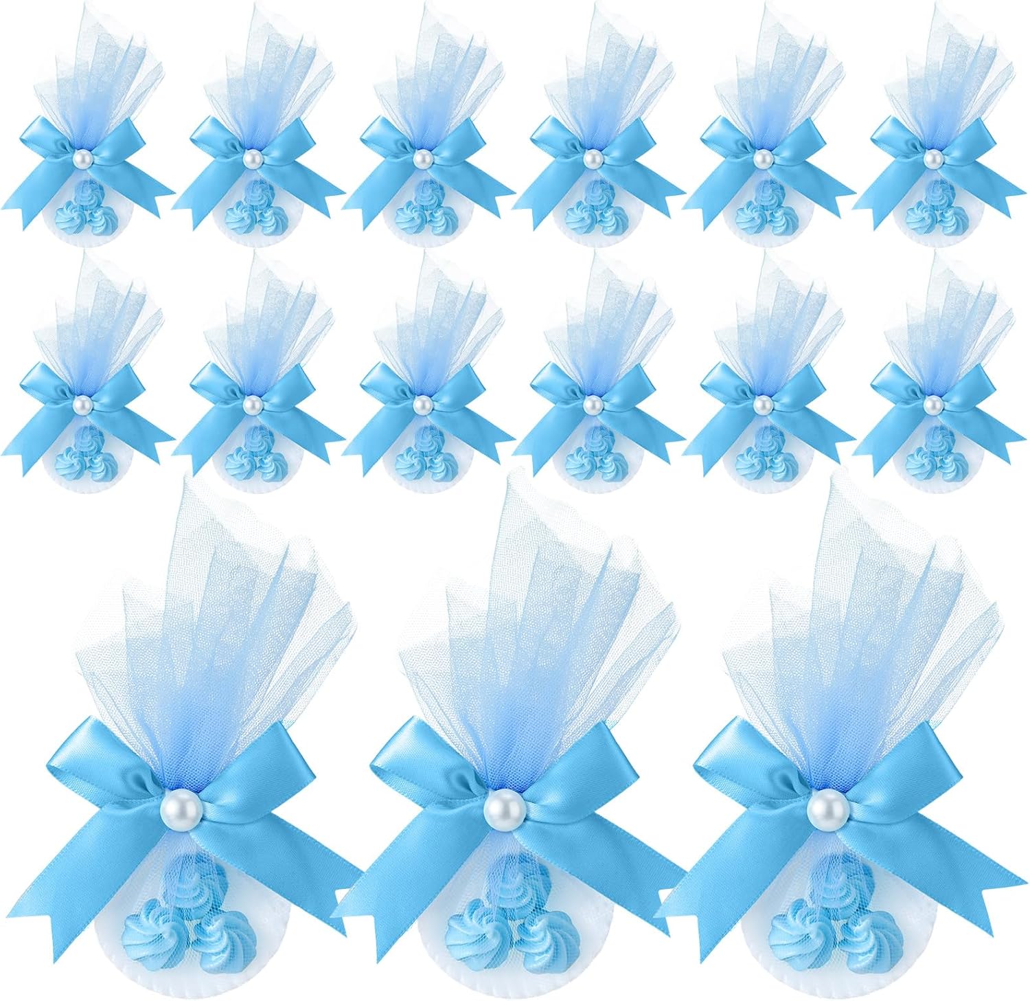 CPEGHDVM 50Pcs Beach Wedding Favor Bags DIY Party Candy Favors Pouches Party Favors for Guests for Wedding Bridal Shower Mermaid Party Decoration(Seashell Blue)