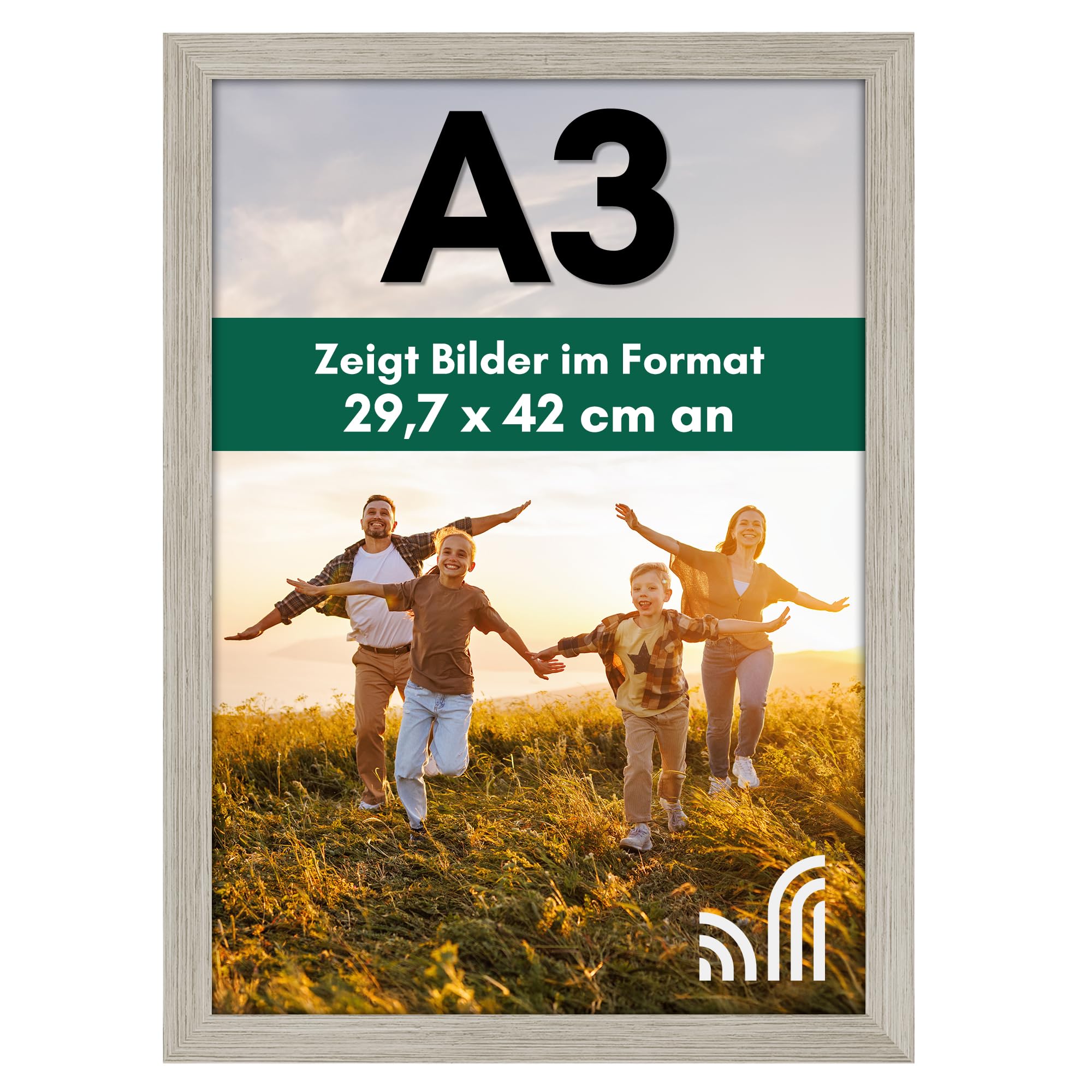 Americanflat Bilderrahmen A3 Treibholz DIN A3 Rahmen mit splitterfestem Glas