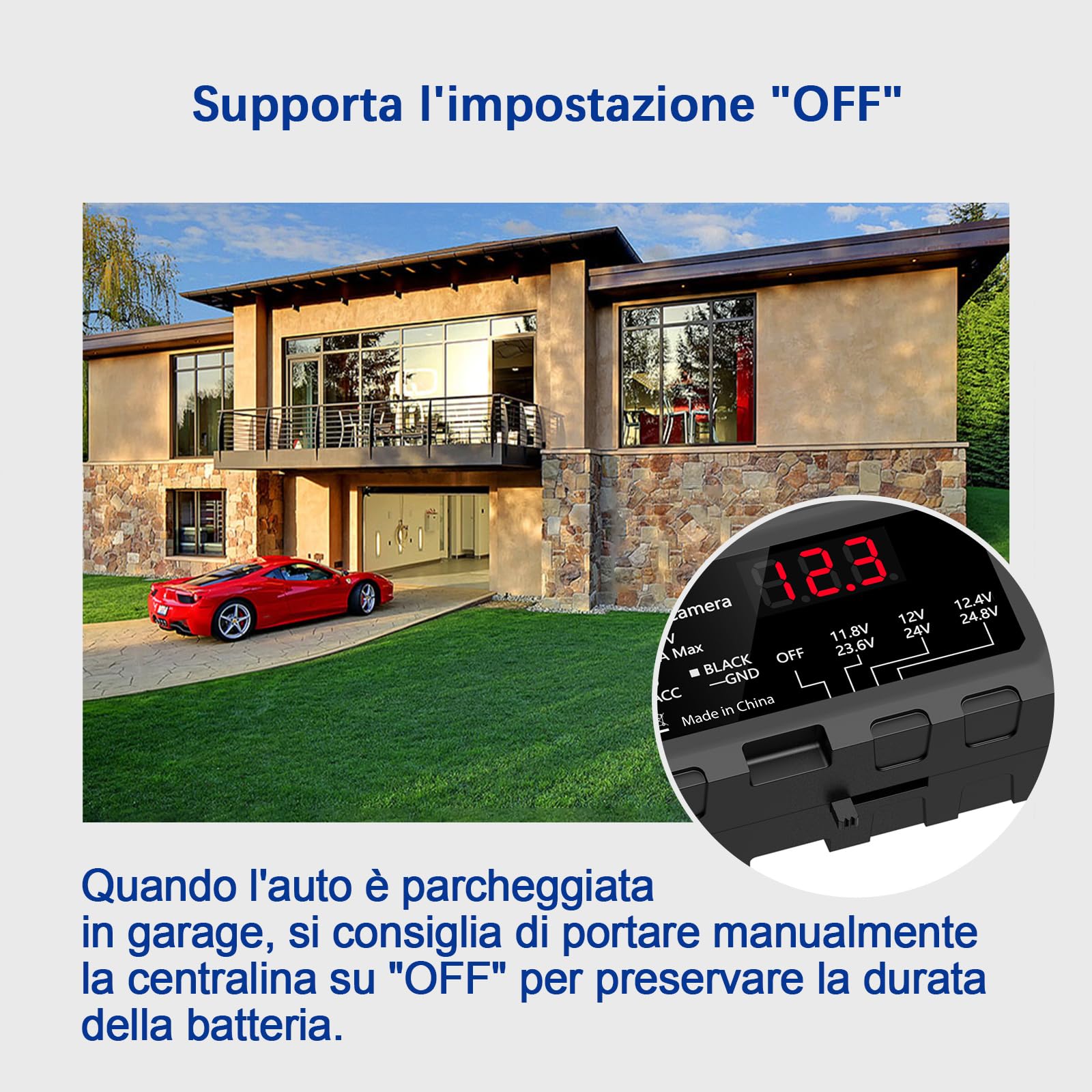 Kit Cablaggio USB-C con Schermo LED, 12V-32V a 5V 3A Auto Cavo di Ricarica Kit 4m 3-Core con Protezione Regolabile a Bassa Tensione, Dash Cam Hardwire Kit Monitoraggio Parcheggio 24 Ore