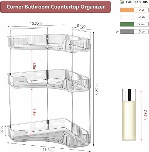Miniatura 9 de Organizador de esquina para mostrador de baño, estante de encimera de baño, organizador de maquillaje para bandeja de perfume para almacenamiento de