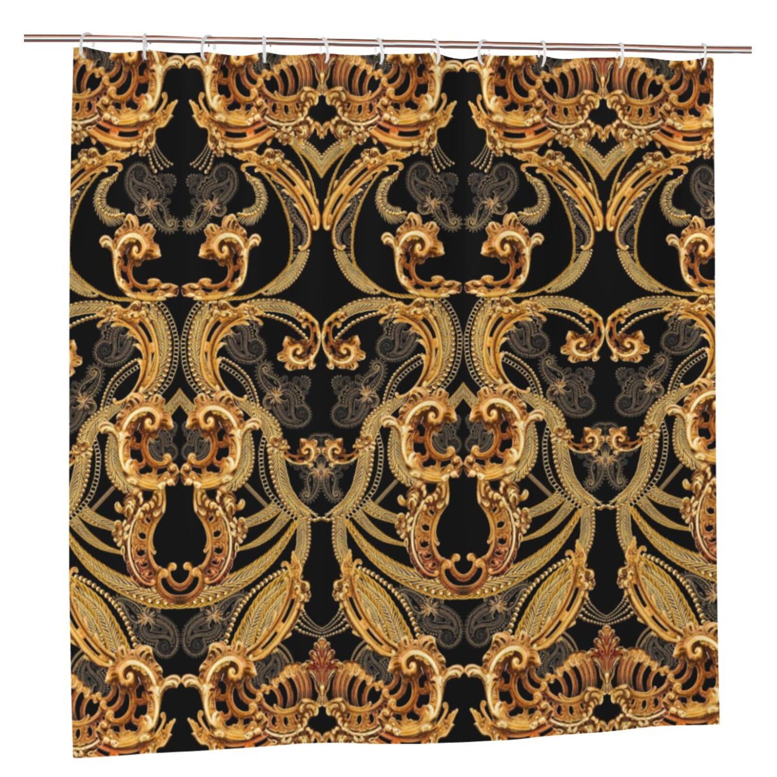 Oudrspo Polyester Fabric Shower Curtain - 70x70 Inch with Metal Grommets, Artistic Privacy Design, Seamless Baroque Pattern