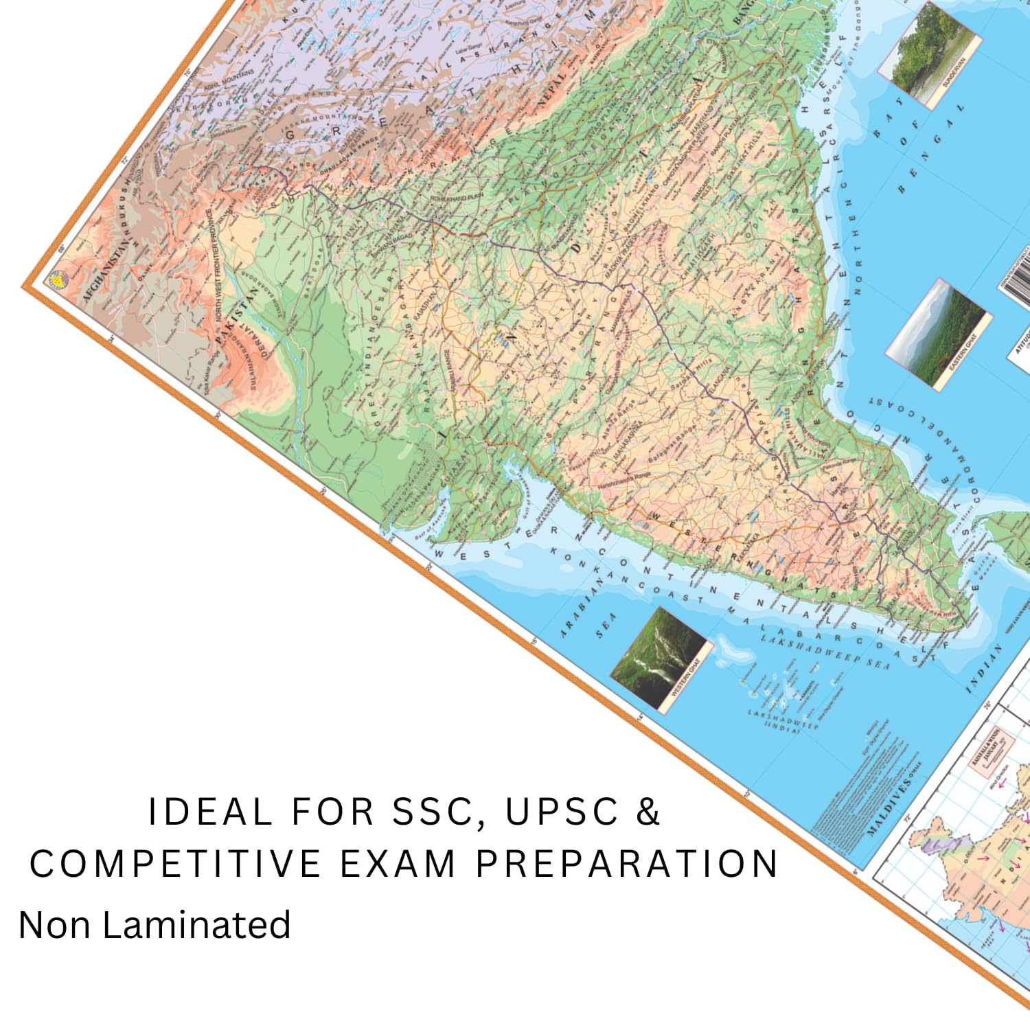 Editone International India & World (Political & Physical) Map for Wall with QR Code | Competitive Exam Preparation for UPSC, IAS, IPS, with Non-Laminated Paper Print In English Medium 3